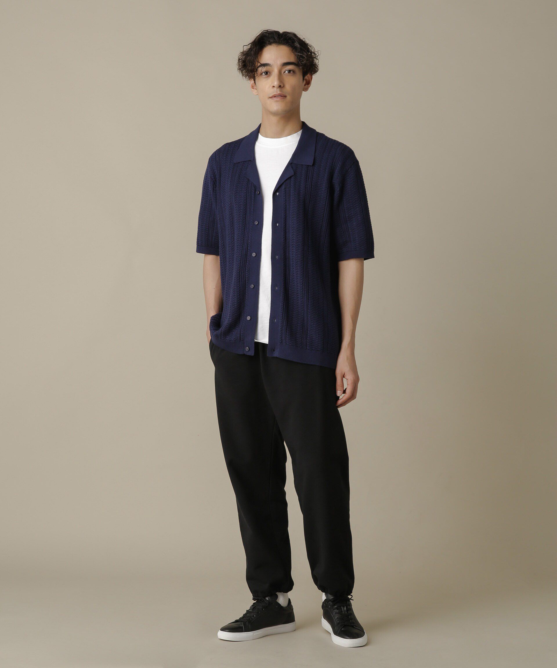 nano･universe「「NJ/CLUB」HOMESTOCKケーブルニットシャツ」|ニット・セーター|