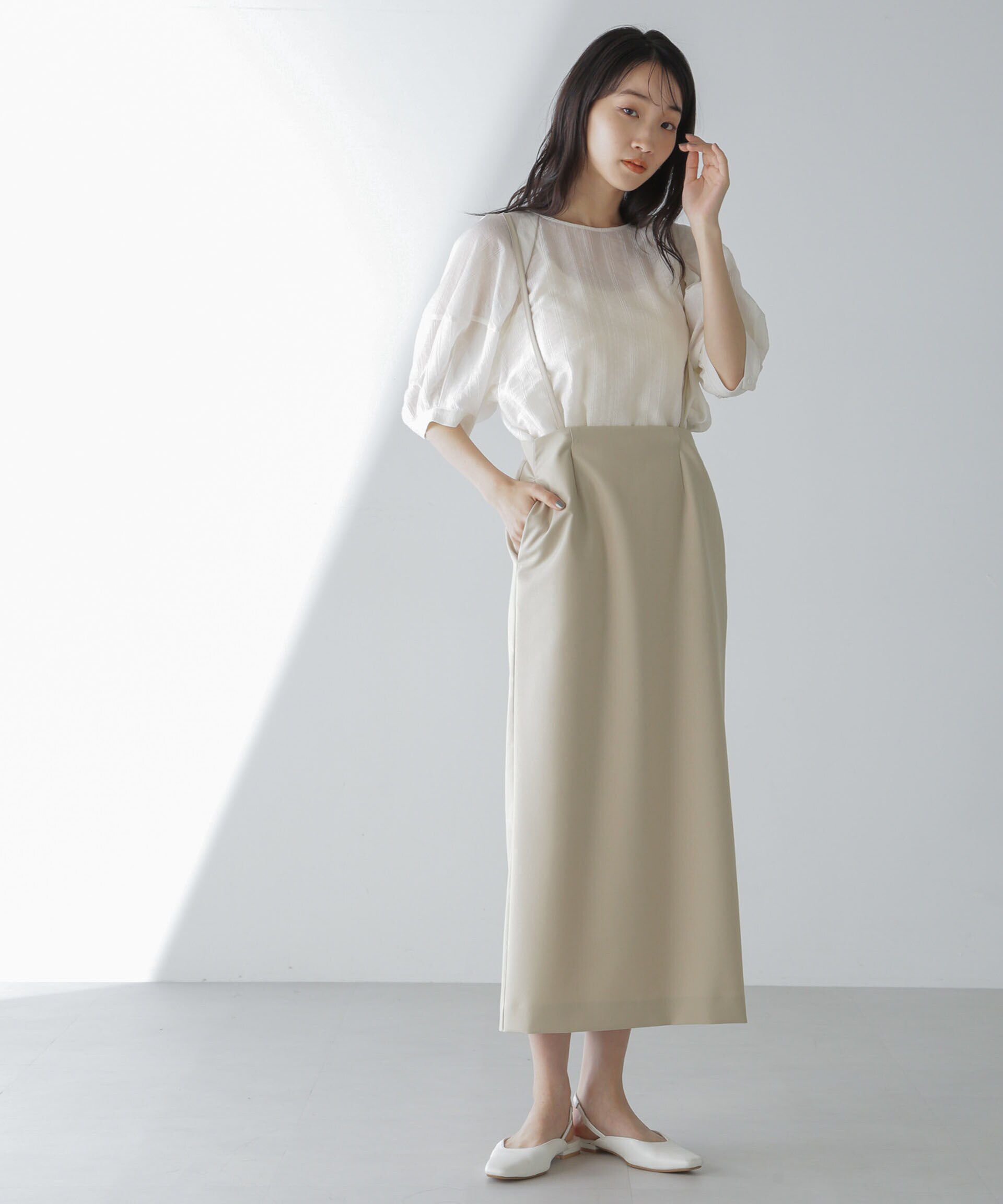 nano･universe「サスペンダースカート」|スカート|ベージュ