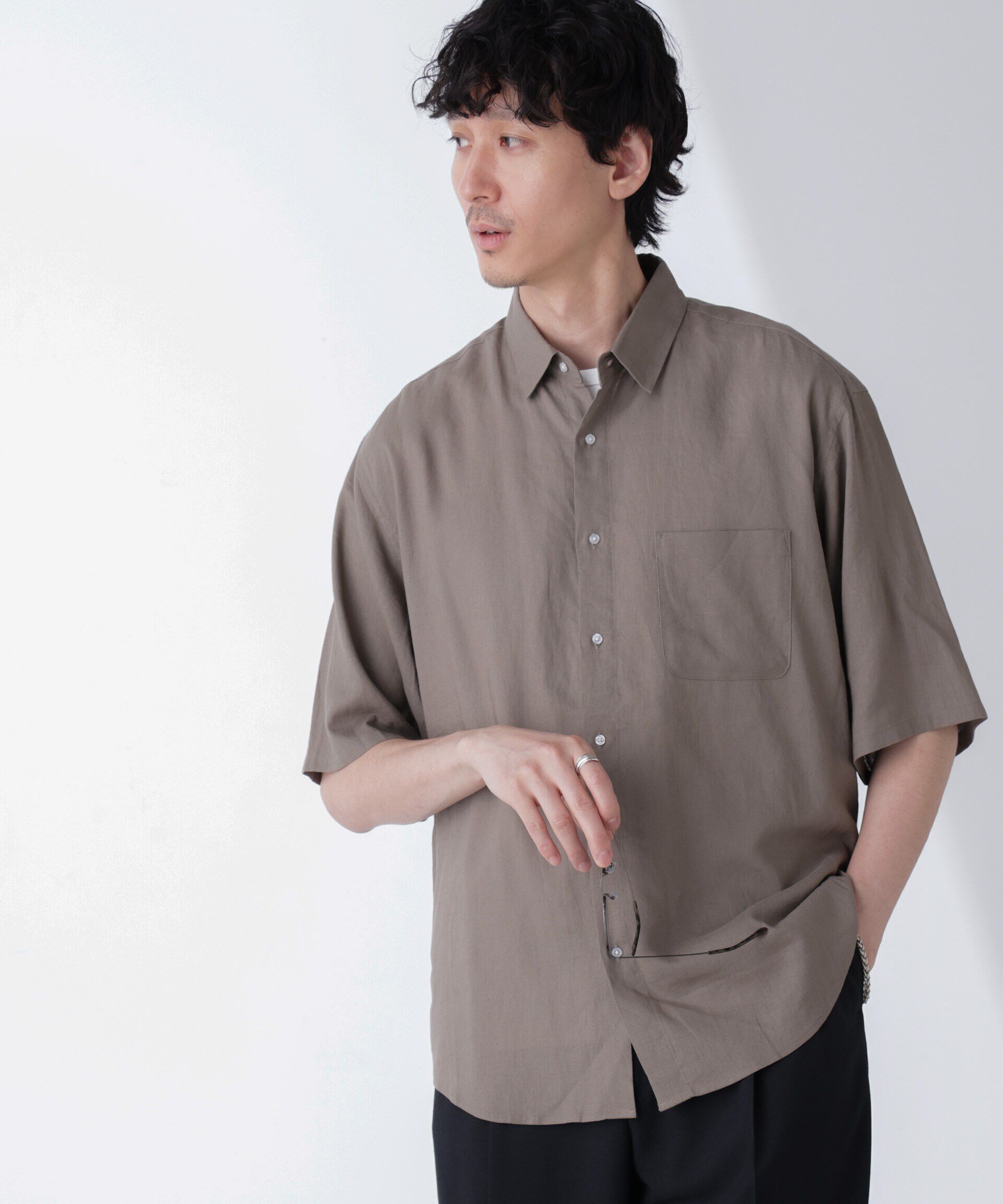 nano･universe「アンチスメルリネンシャツ 半袖」|シャツ・ブラウス|