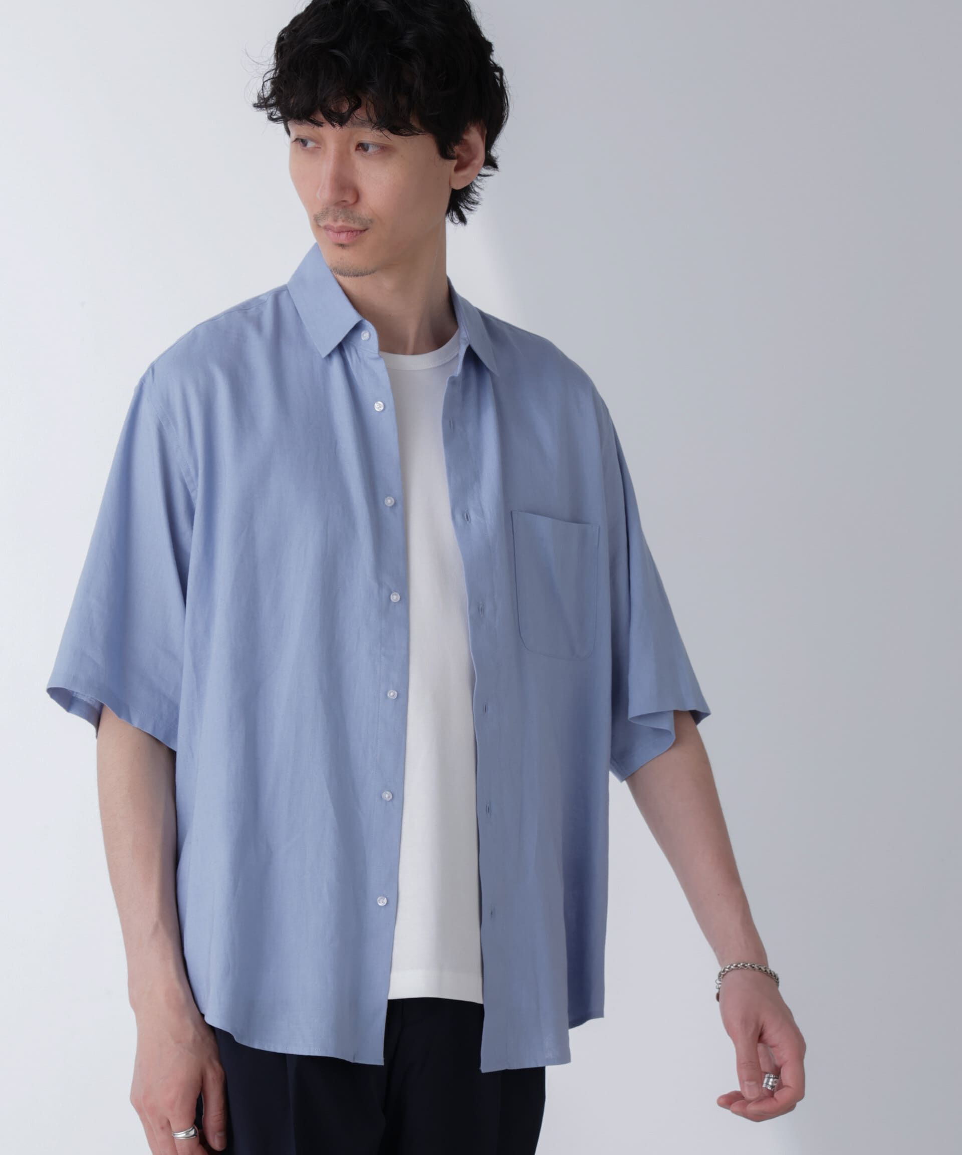 nano･universe「アンチスメルリネンシャツ 半袖」|シャツ・ブラウス|