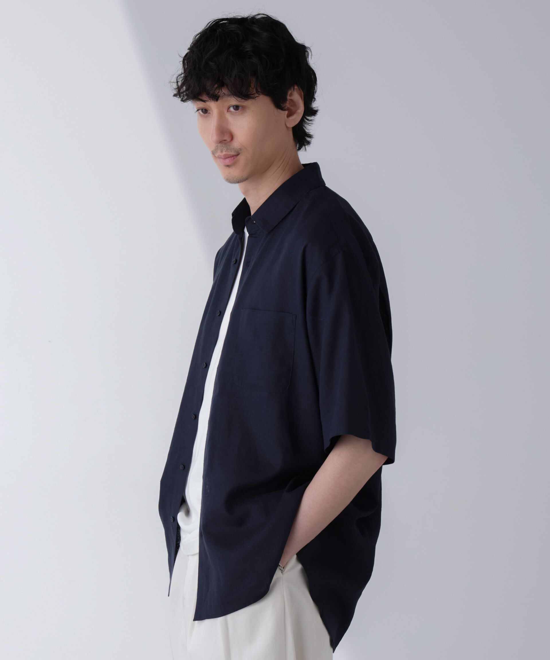 nano･universe「アンチスメルリネンシャツ 半袖」|シャツ・ブラウス|