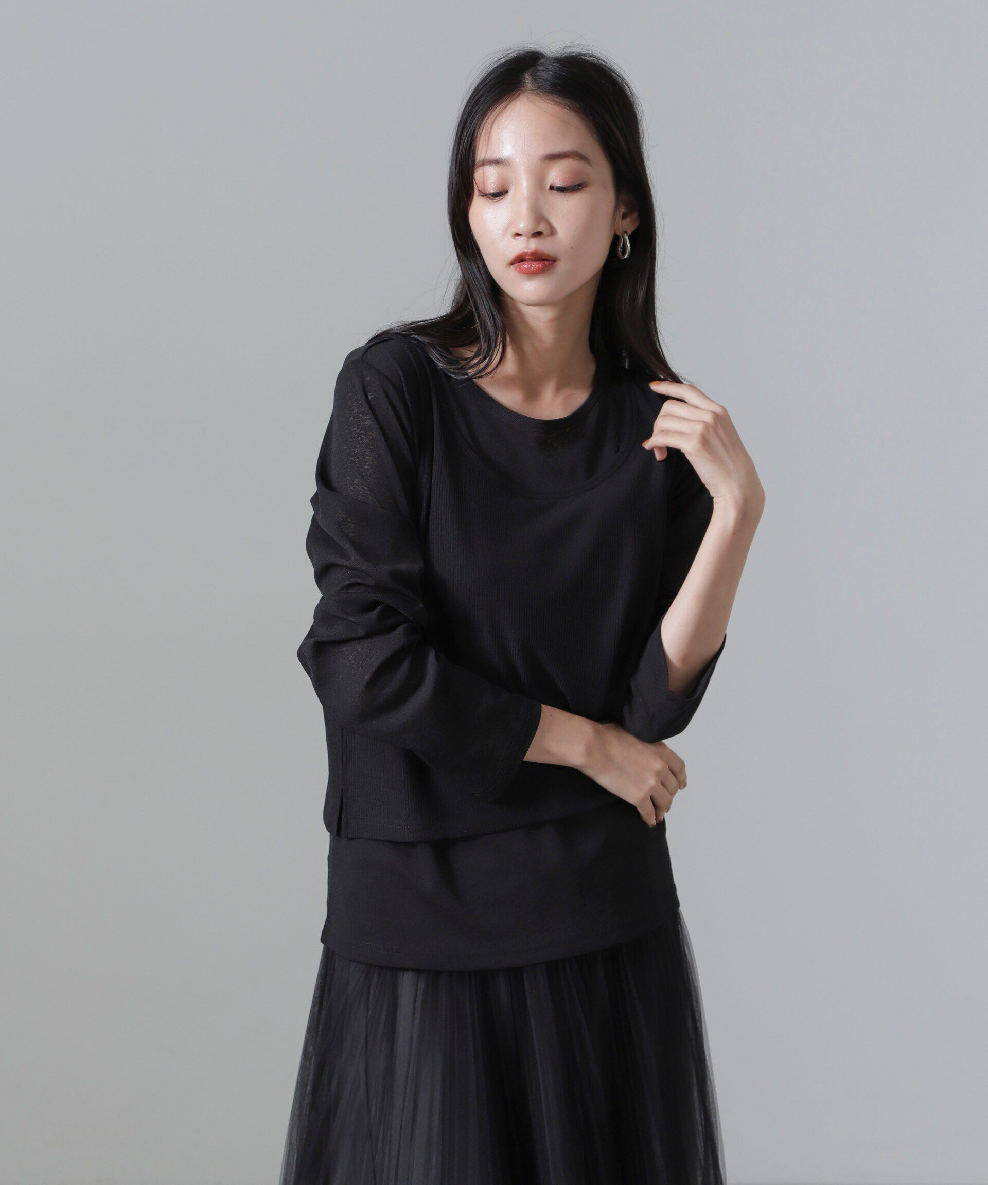 nano･universe「シアーレイヤードアンサンブルカットトップス」|Tシャツ・カットソー|