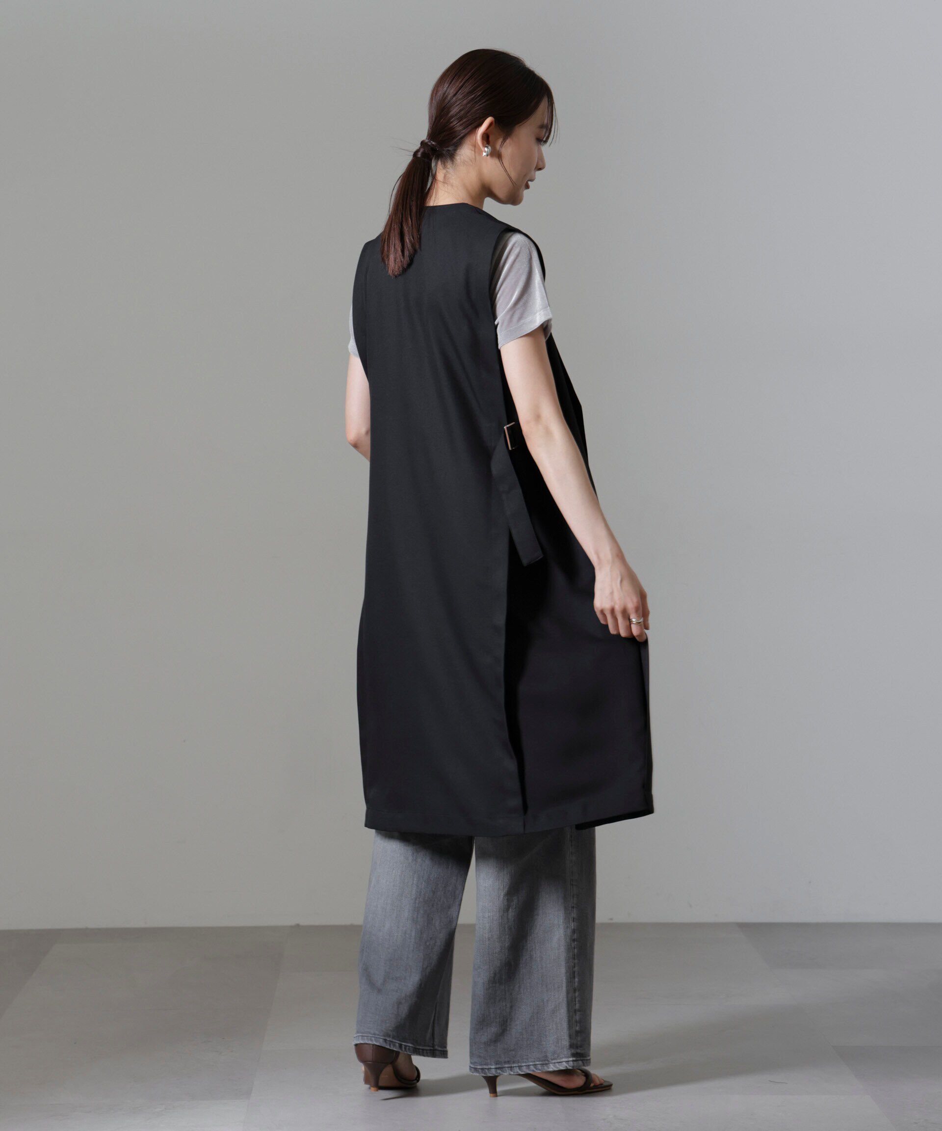 nano･universe「サイドベルトロングジレ(セットアップ可)」|テーラードジャケット|