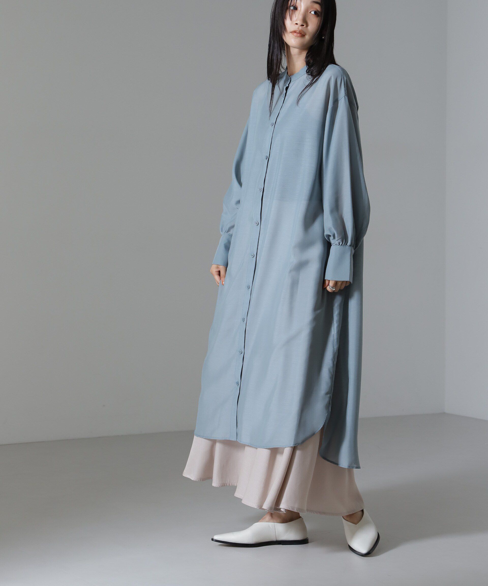 nano･universe「シアーマキシシャツワンピース」|ワンピース|ブルーグリー 2