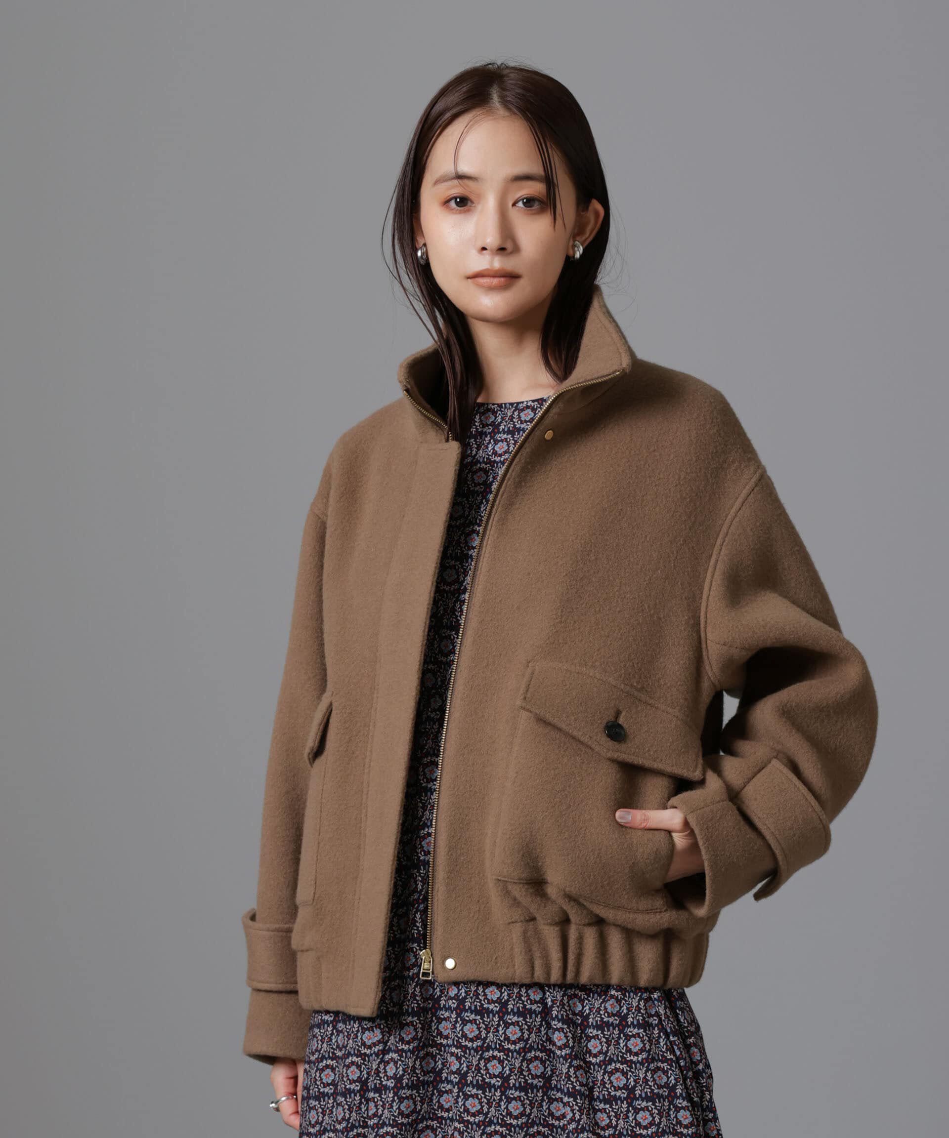 nano･universe「PECOLAMBウールカシミヤスタンドカラージップブルゾン」|ブルゾン・スタジャン|