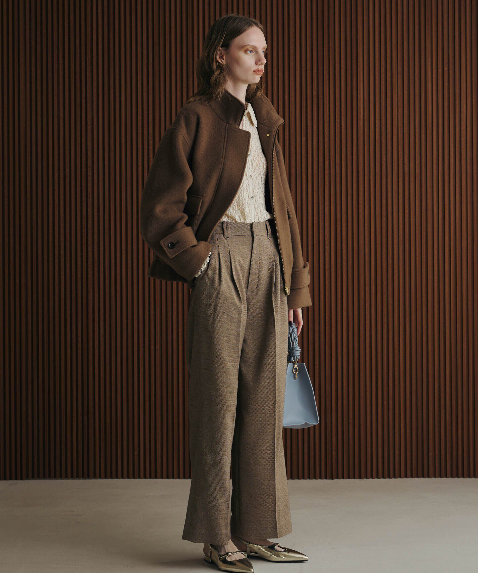 nano･universe「PECOLAMBウールカシミヤスタンドカラージップブルゾン」|ブルゾン・スタジャン|