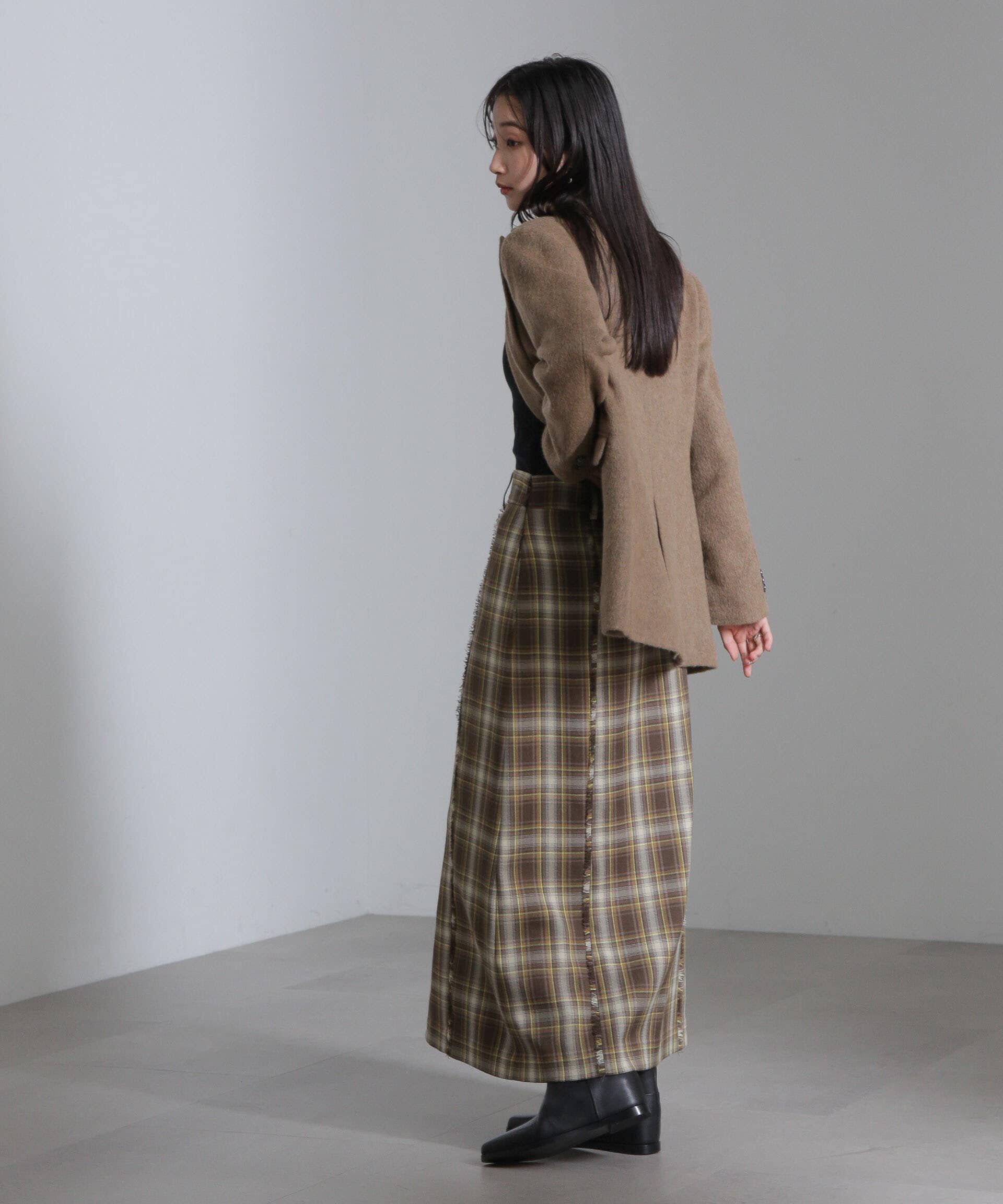 nano･universe「チェックスリットロングスカート」|スカート|