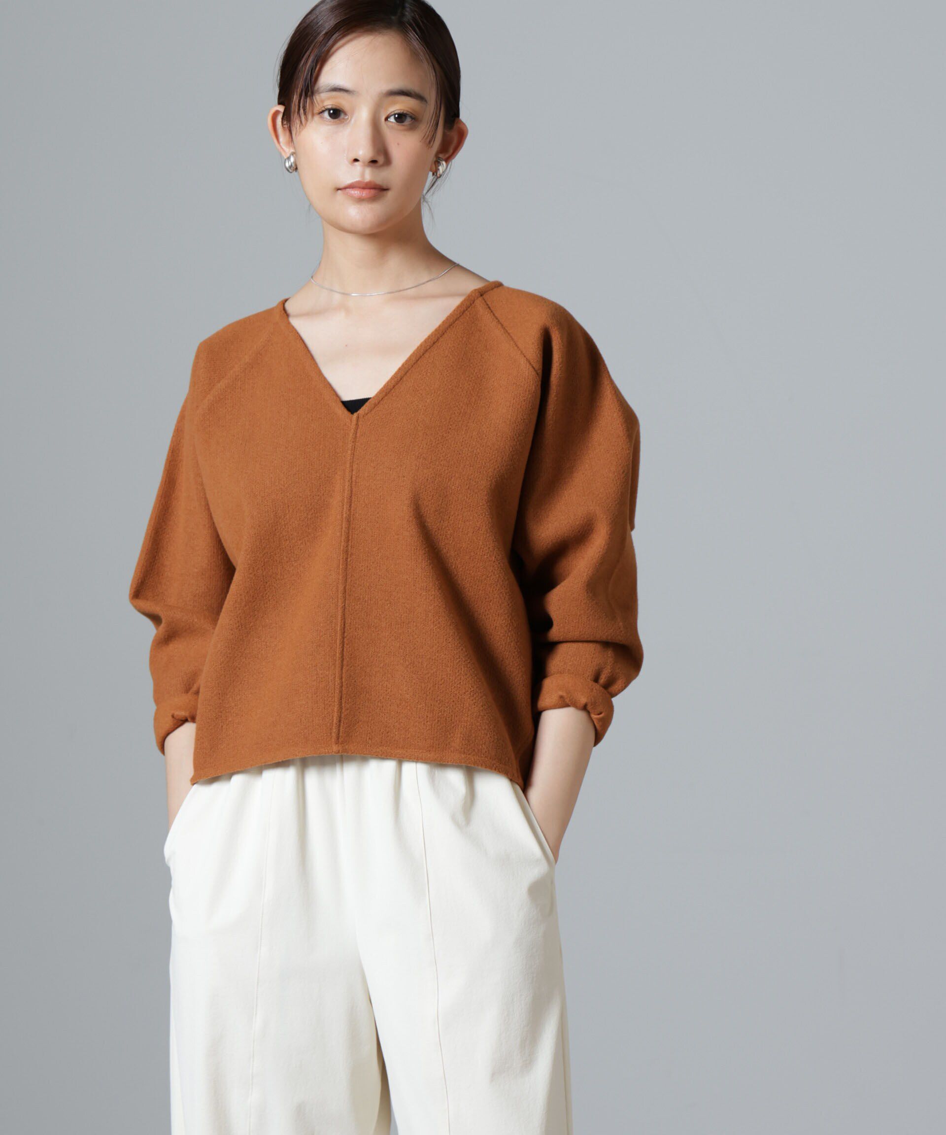 nano･universe「ウールライクニードルパンチプルオーバー(セットアップ可)」|Tシャツ・カットソー|キャメル4