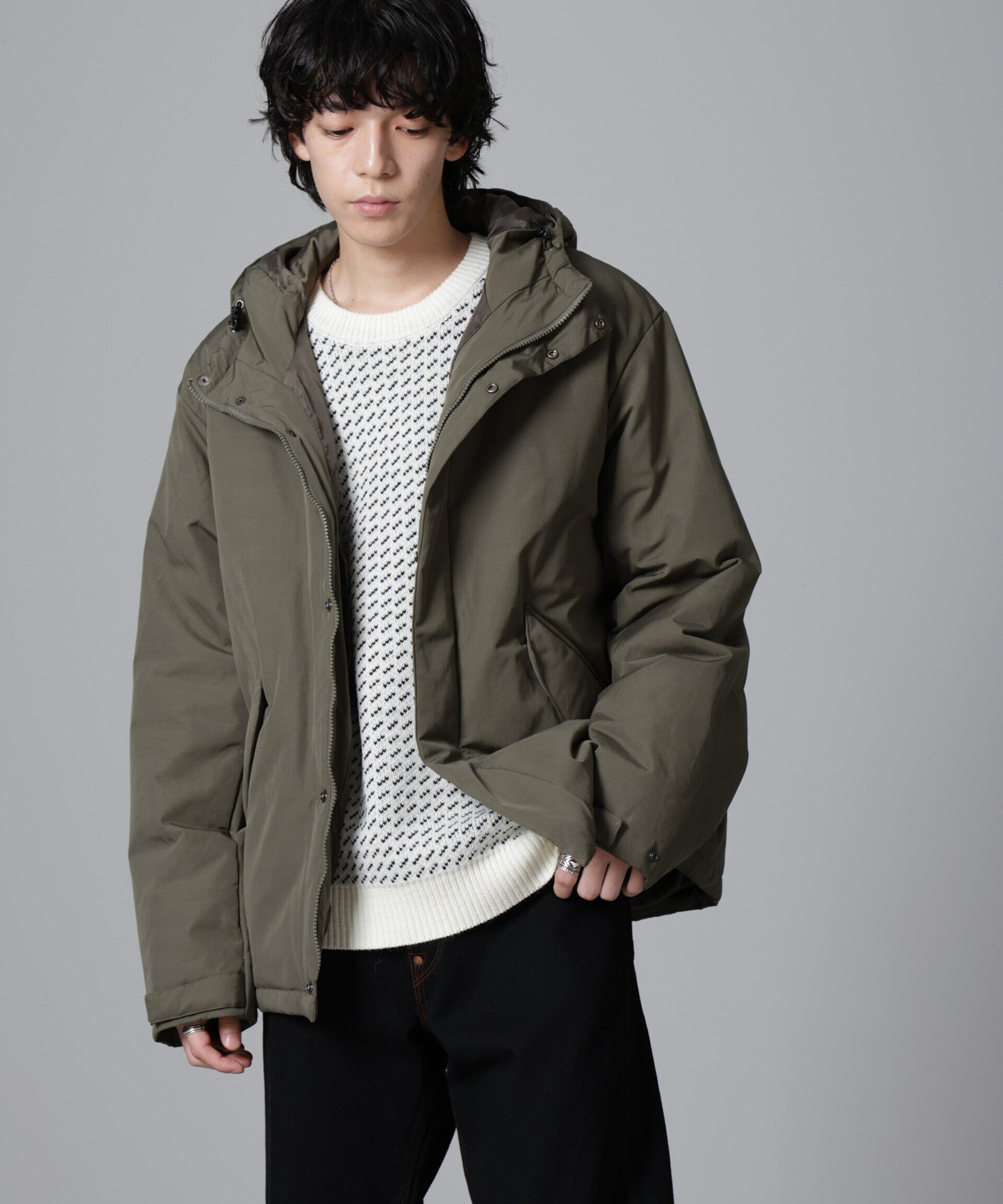 nano･universe「ミリタリー中綿ブルゾン」|ブルゾン・スタジャン|カーキ