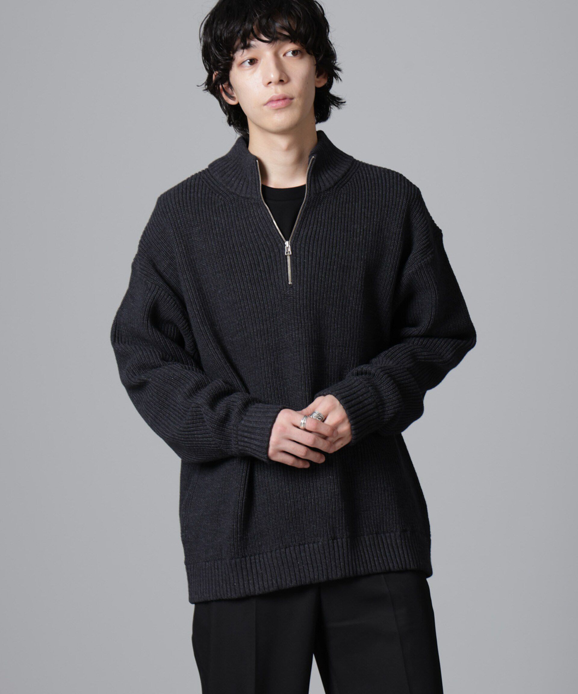 nano･universe「畔ニットハーフZIPプルオーバー」|ニット・セーター|