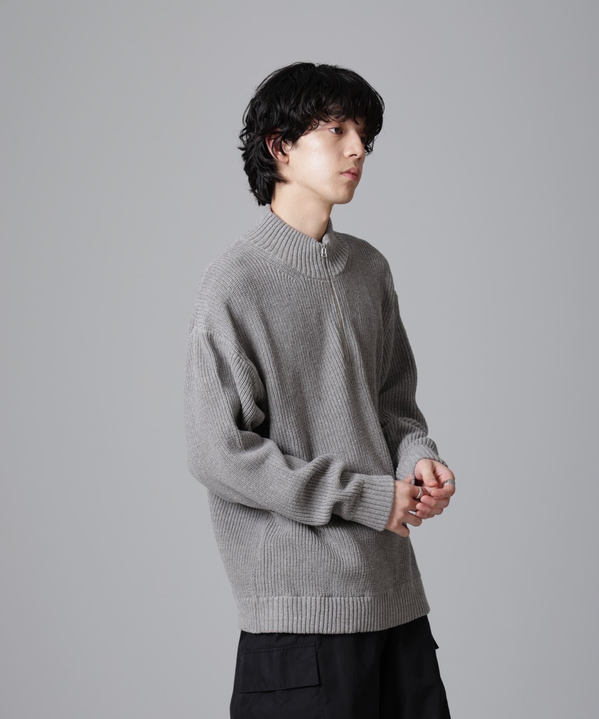 nano･universe「畔ニットハーフZIPプルオーバー」|ニット・セーター|グレー