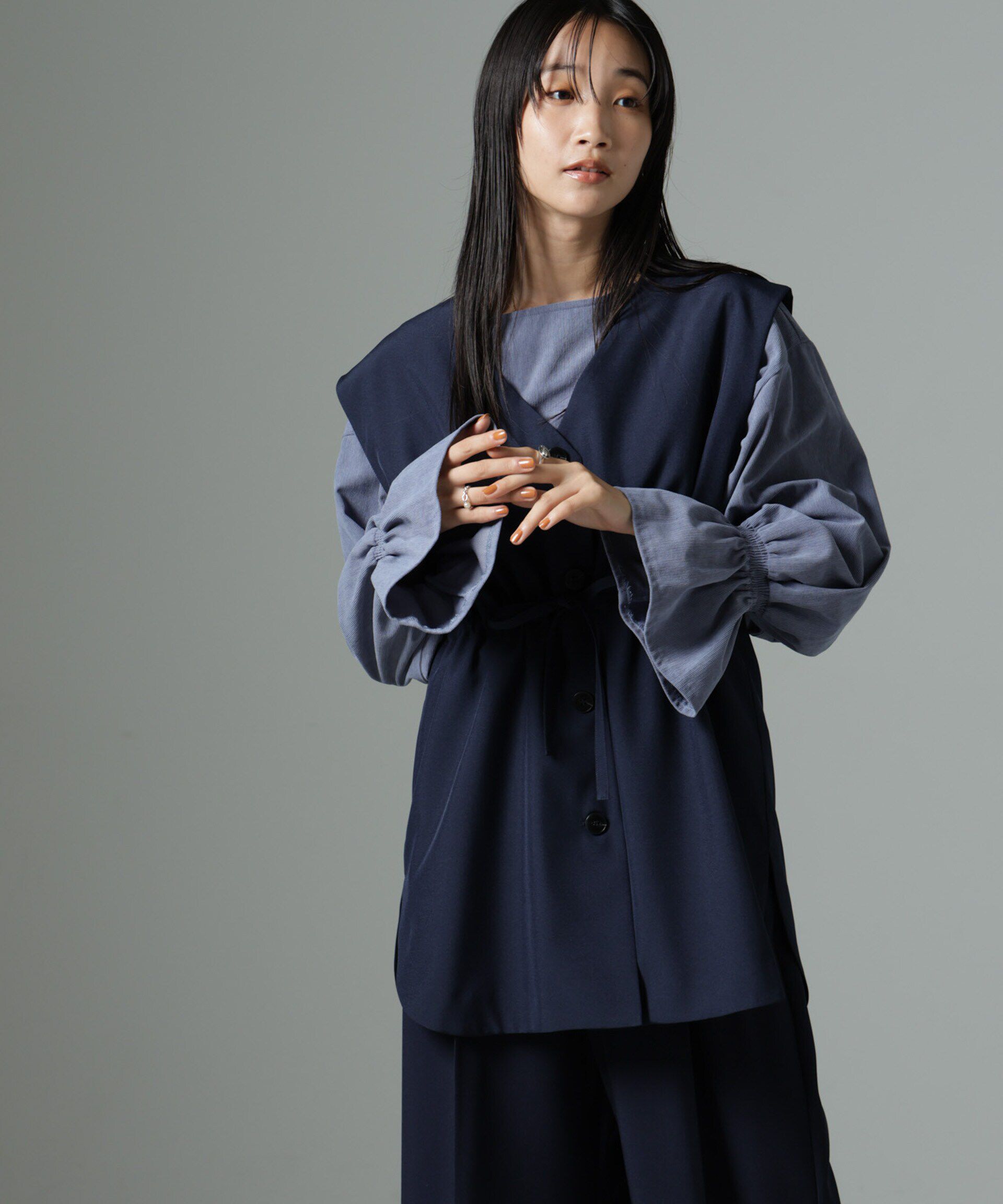 nano･universe「ﾏｲｸﾛｺｰﾙｷｬﾝﾃﾞｨｽﾘｰﾌﾞﾌﾟﾙｵｰﾊﾞｰﾌﾞﾗｳｽ(ｾｯ」|シャツ・ブラウス|