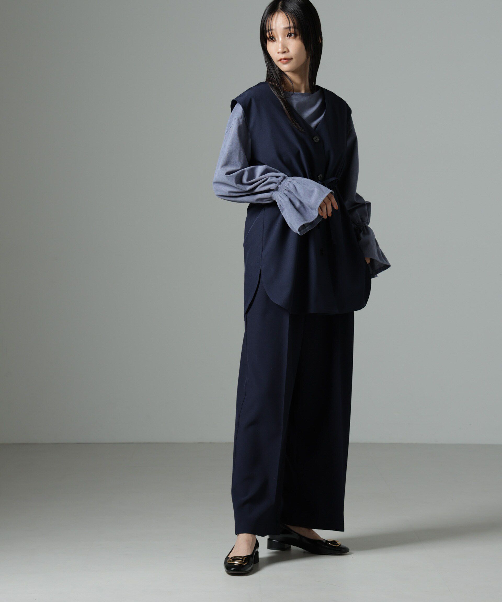 nano･universe「ﾏｲｸﾛｺｰﾙｷｬﾝﾃﾞｨｽﾘｰﾌﾞﾌﾟﾙｵｰﾊﾞｰﾌﾞﾗｳｽ(ｾｯ」|シャツ・ブラウス|