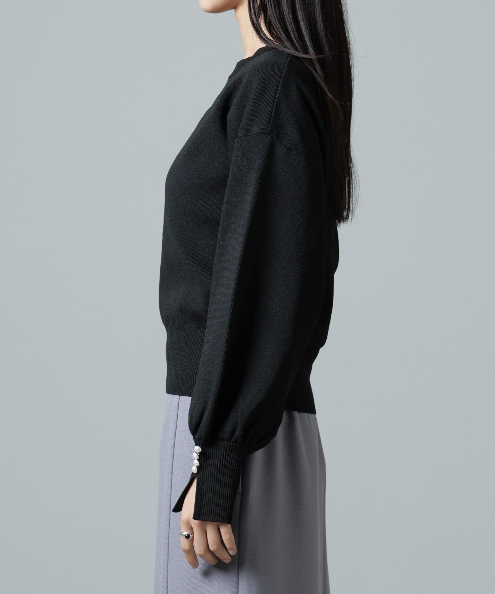 nano･universe「洗濯機洗い可パールスリーブニットトップス」|ニット・セーター|