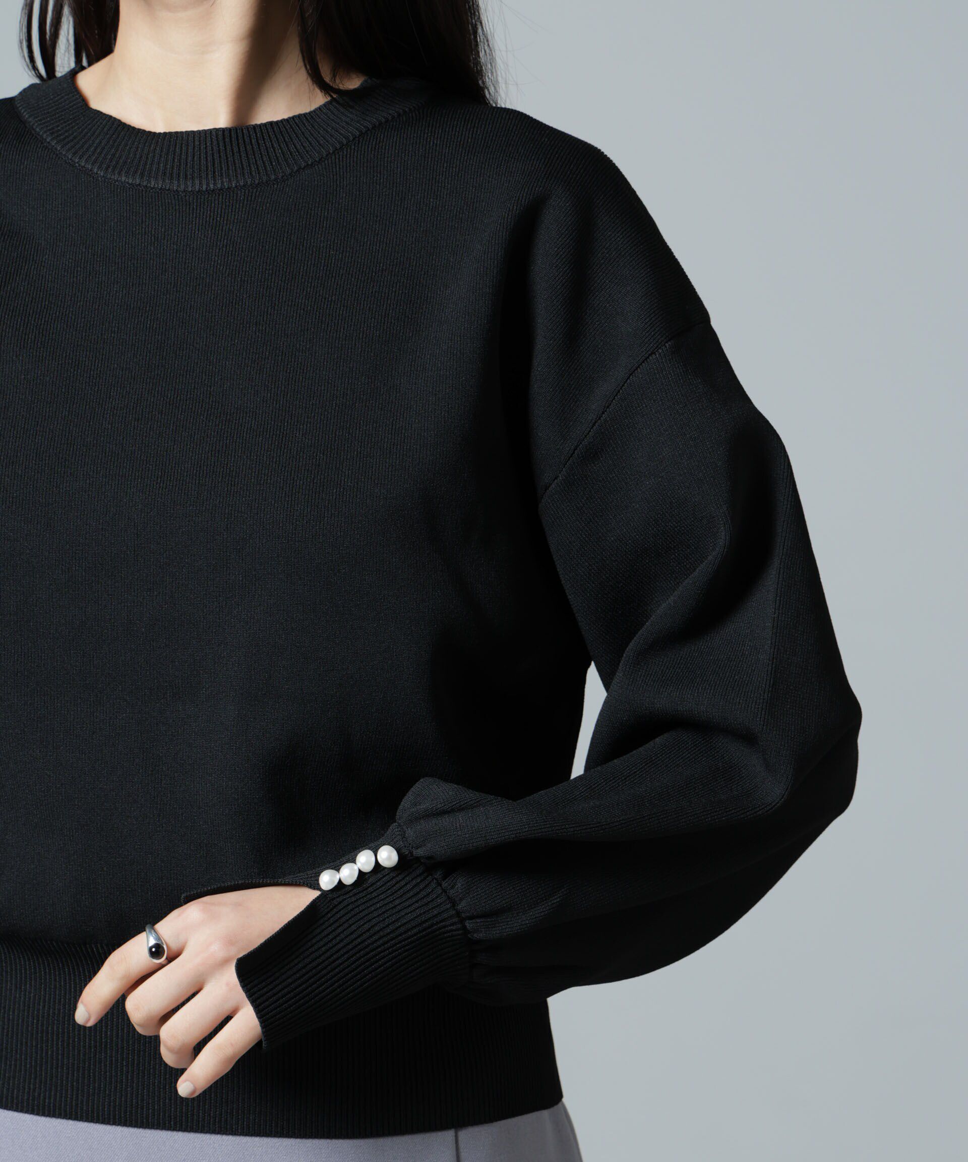 nano･universe「洗濯機洗い可パールスリーブニットトップス」|ニット・セーター|