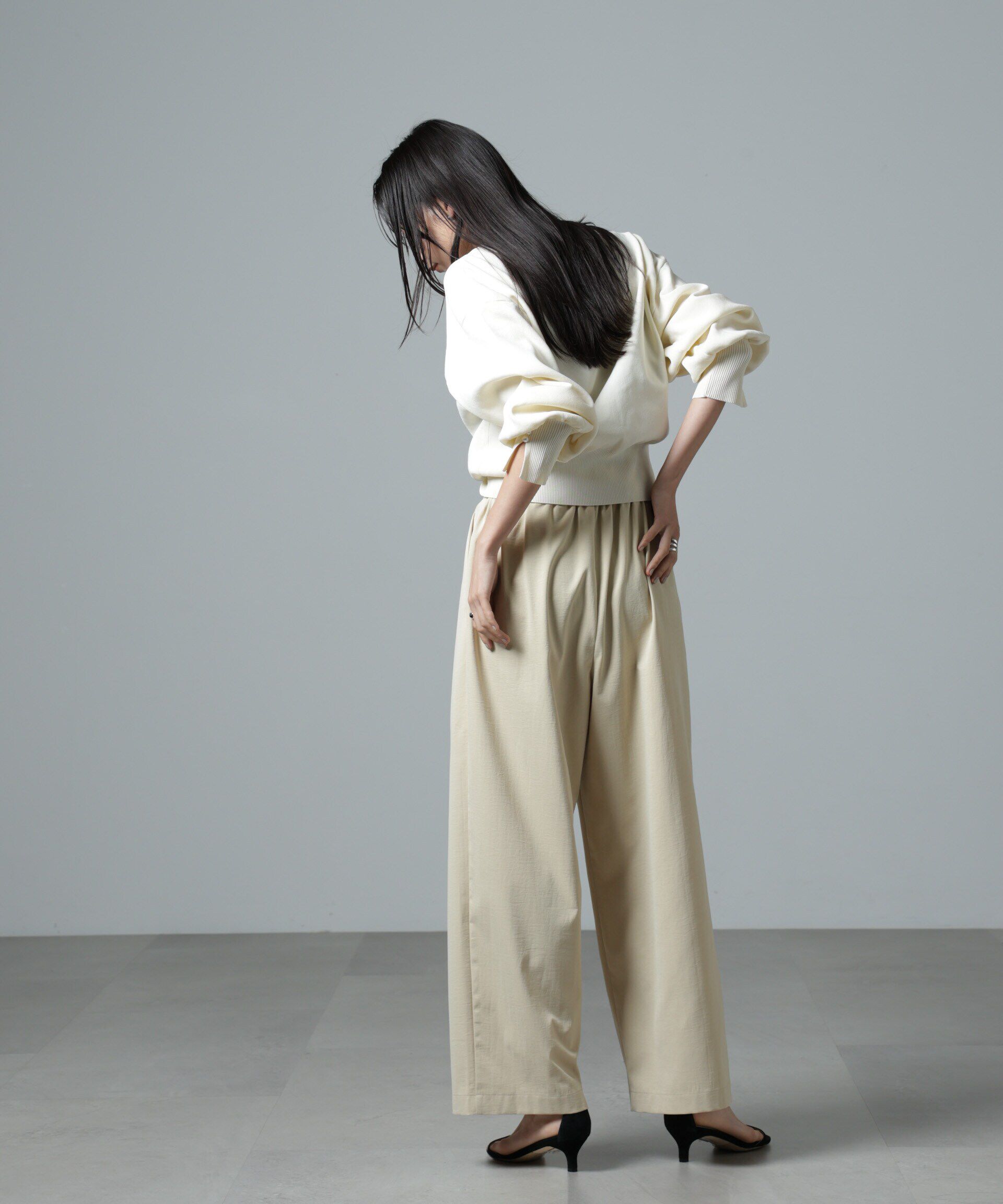 nano･universe「洗濯機洗い可パールスリーブニットトップス」|ニット・セーター|