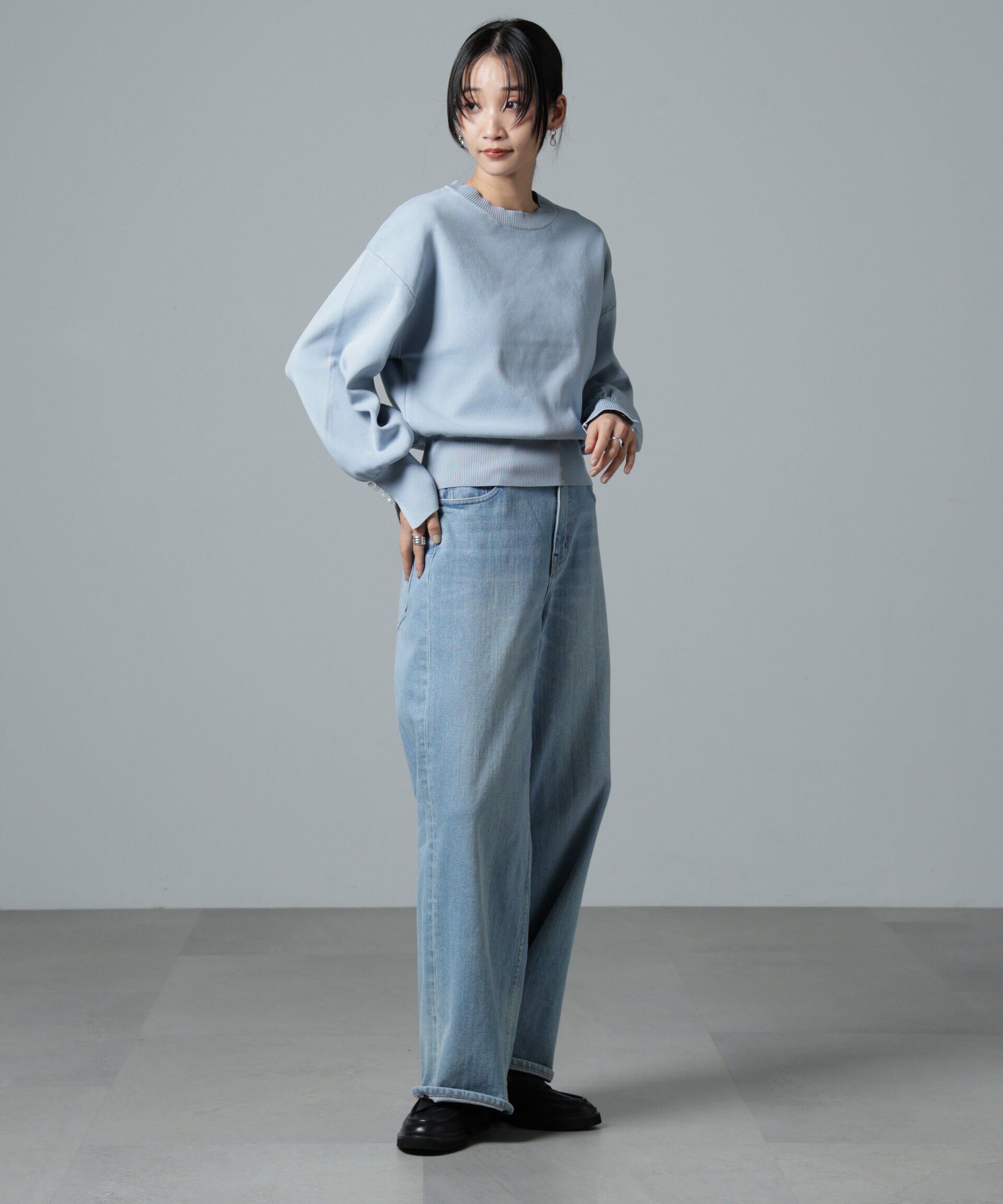 nano･universe「洗濯機洗い可パールスリーブニットトップス」|ニット・セーター|