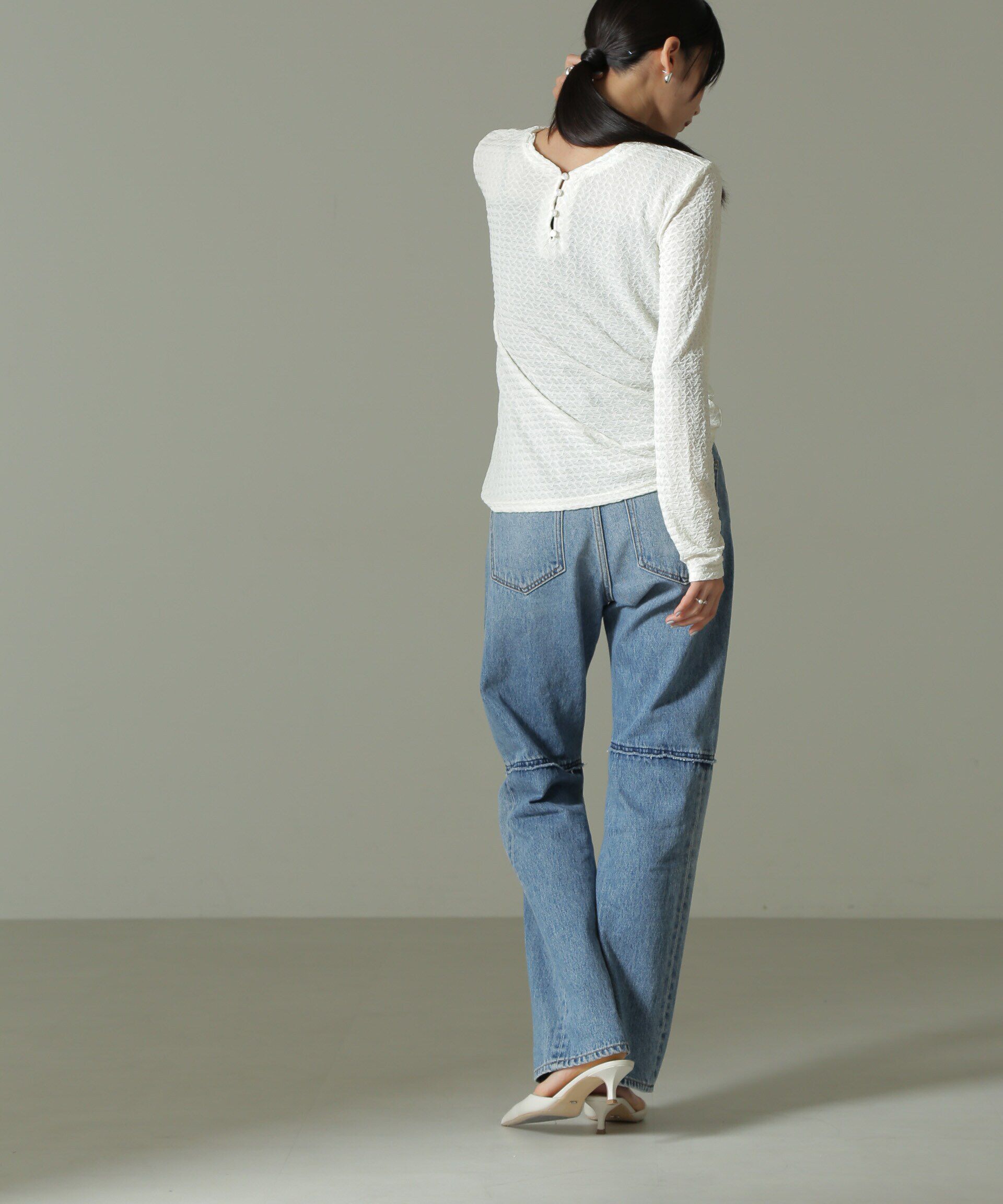 nano･universe「前後2WAYシャーリングカットトップス」|Tシャツ・カットソー|