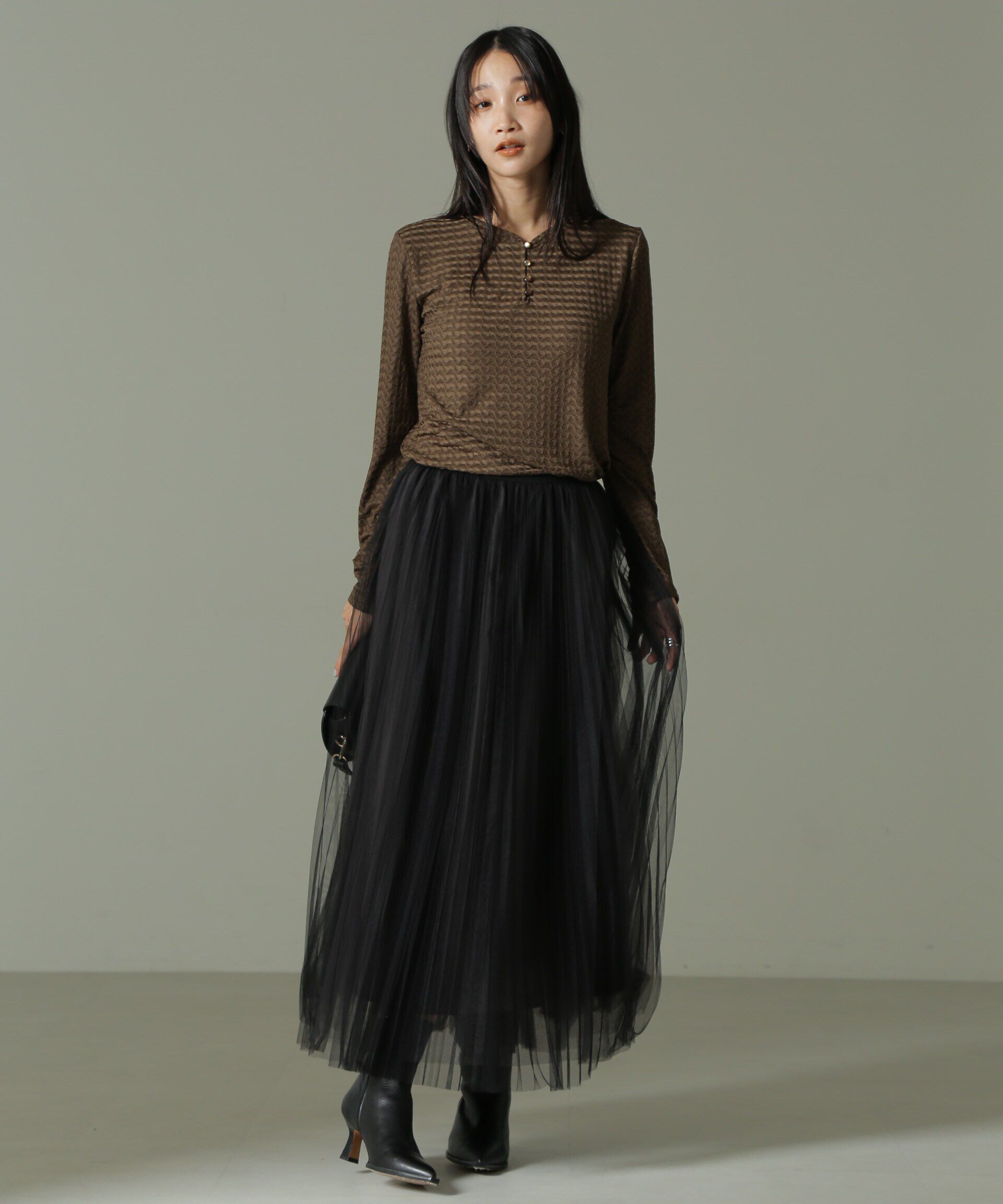 nano･universe「前後2WAYシャーリングカットトップス」|Tシャツ・カットソー|