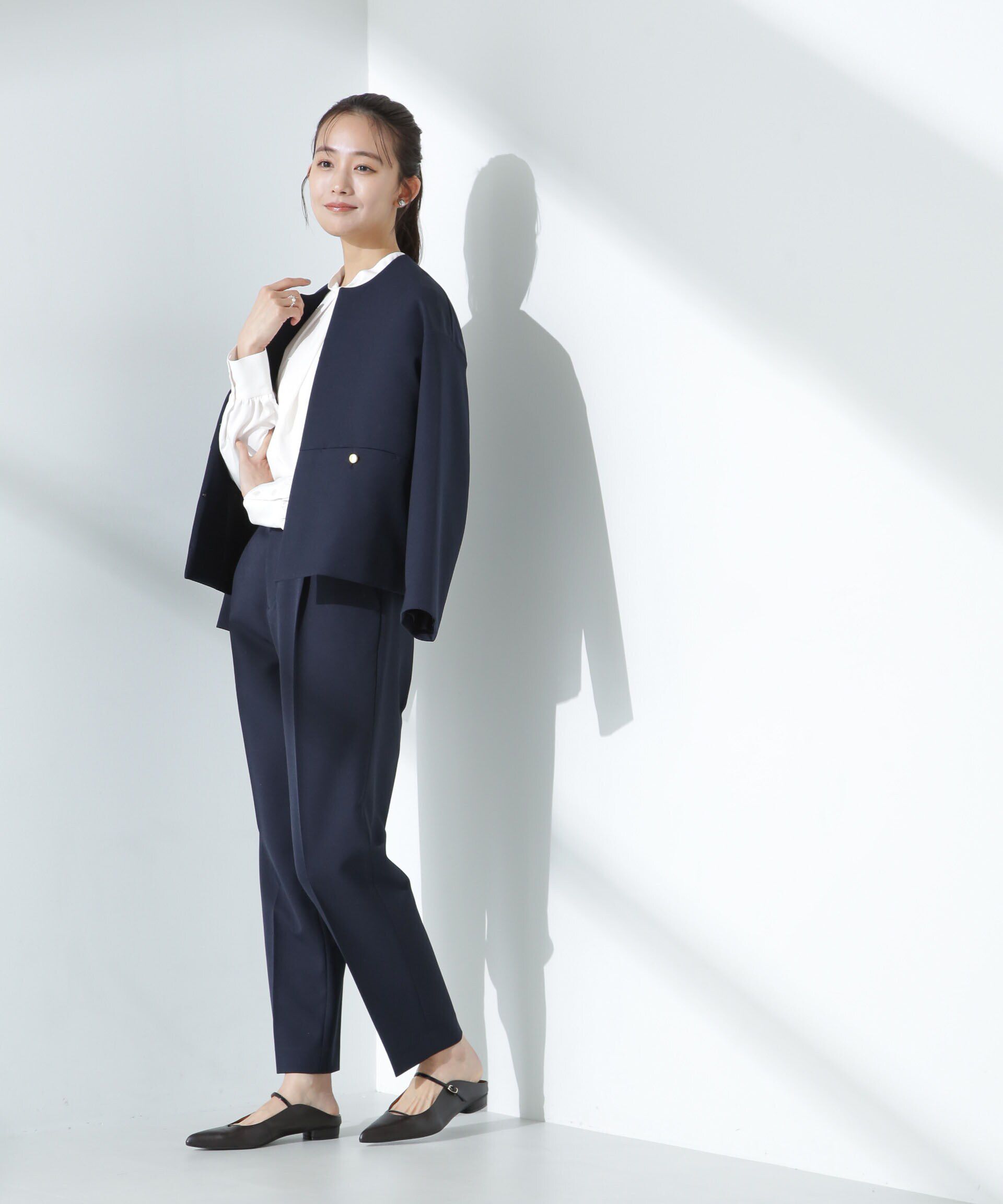 nano･universe「デイリーファンクション ノーカラージャケット(セットアップ可)」|テーラードジャケット|