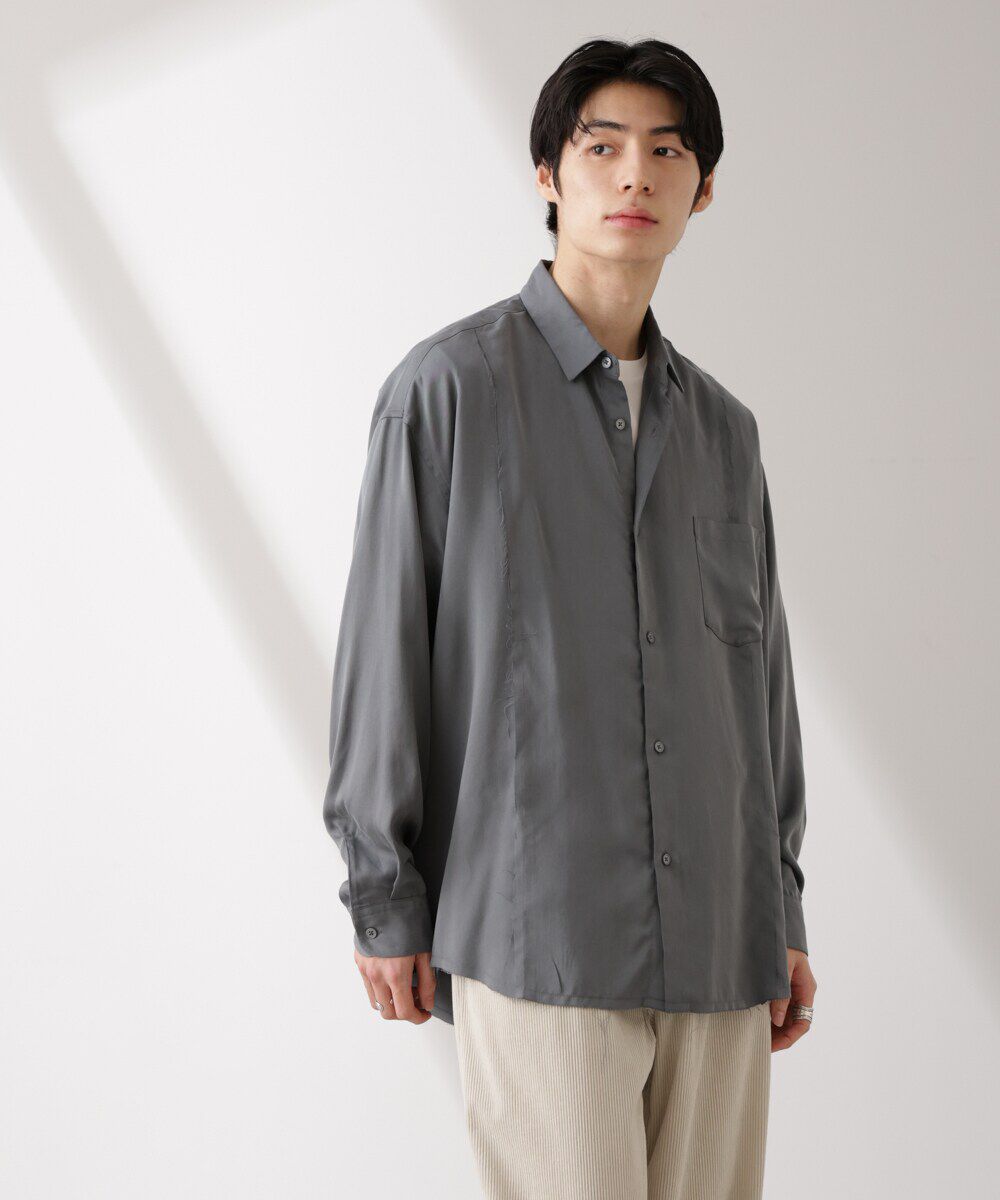 nano･universe「カットオフワイドドレープシャツ 長袖」|シャツ・ブラウス|グレー