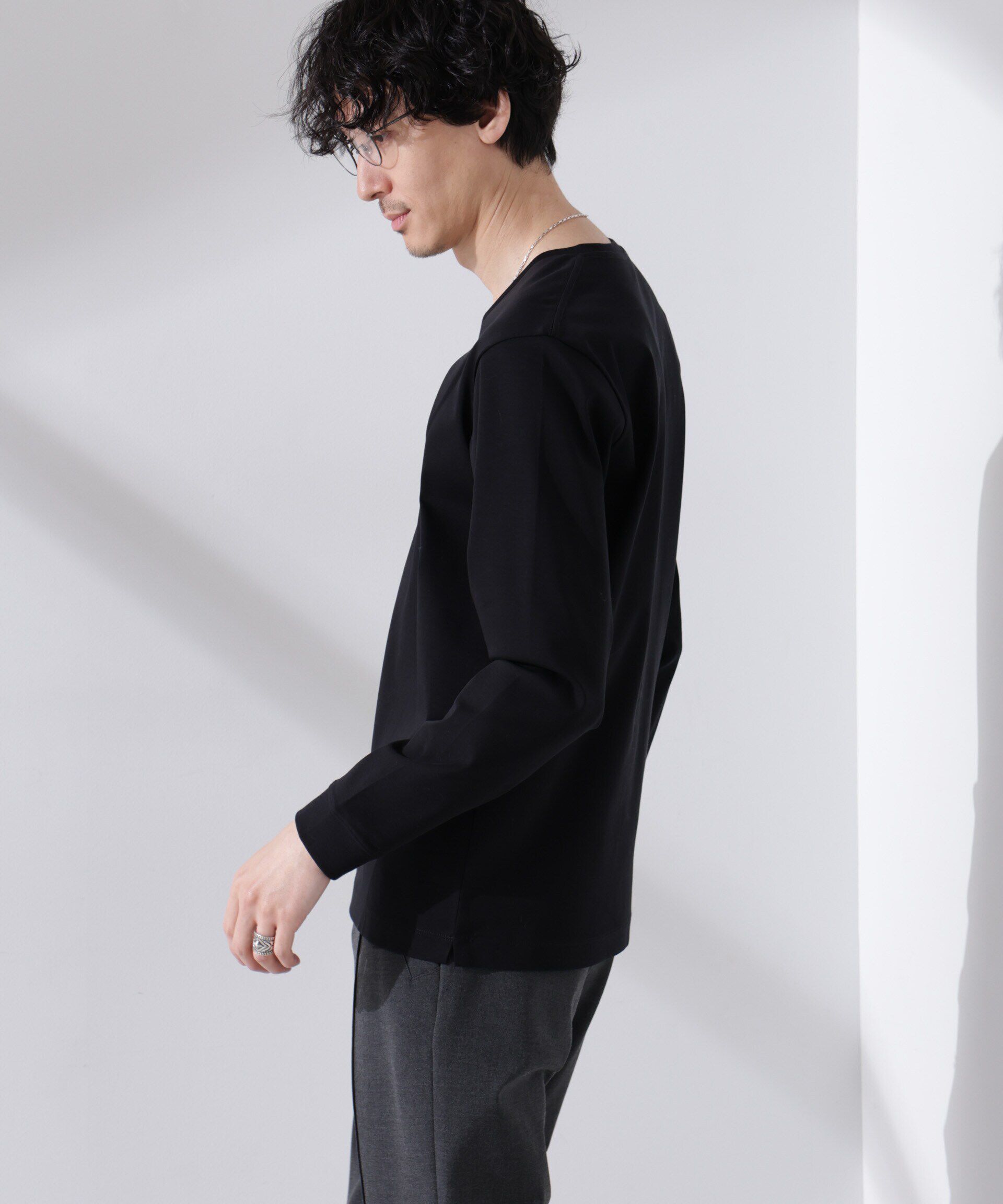 nano･universe「アンチスメル VネックTシャツ 長袖」|Tシャツ・カットソー|