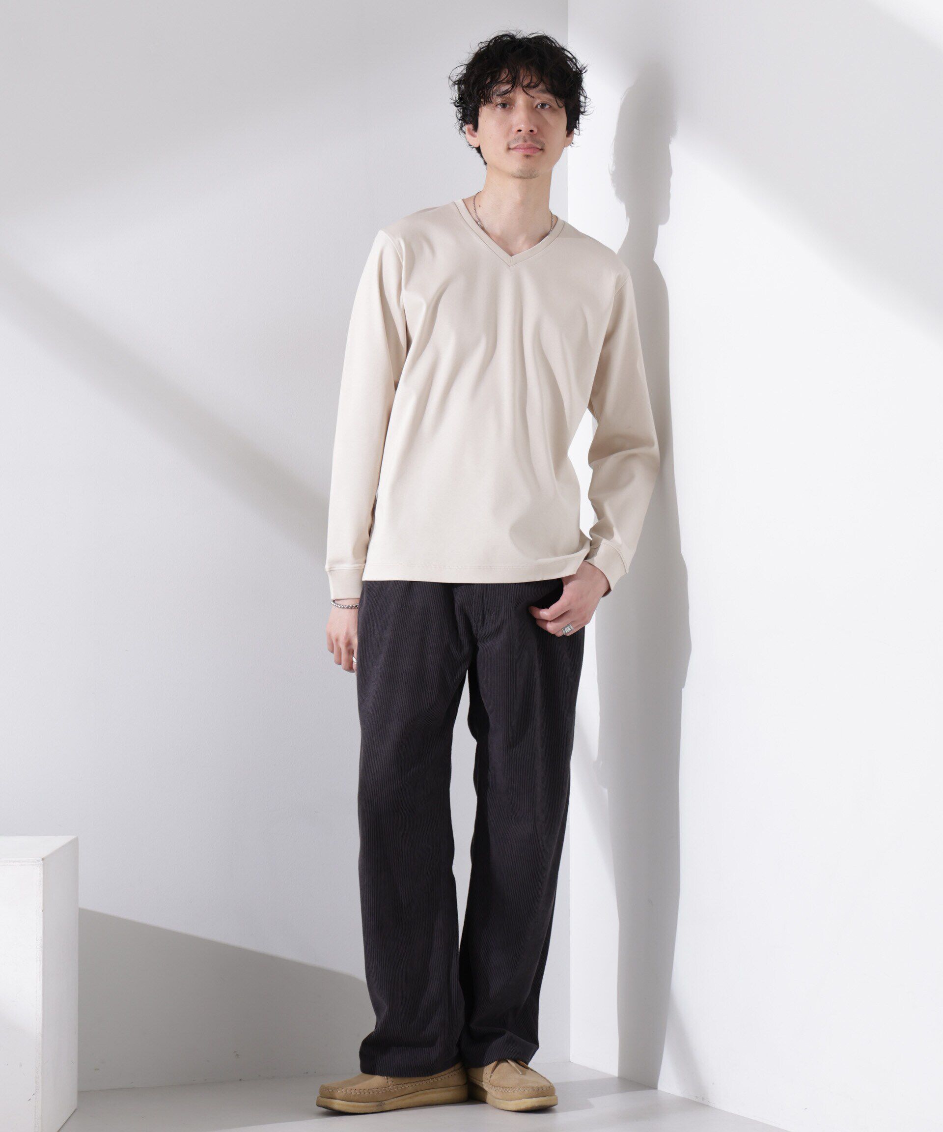 nano･universe「アンチスメル VネックTシャツ 長袖」|Tシャツ・カットソー|