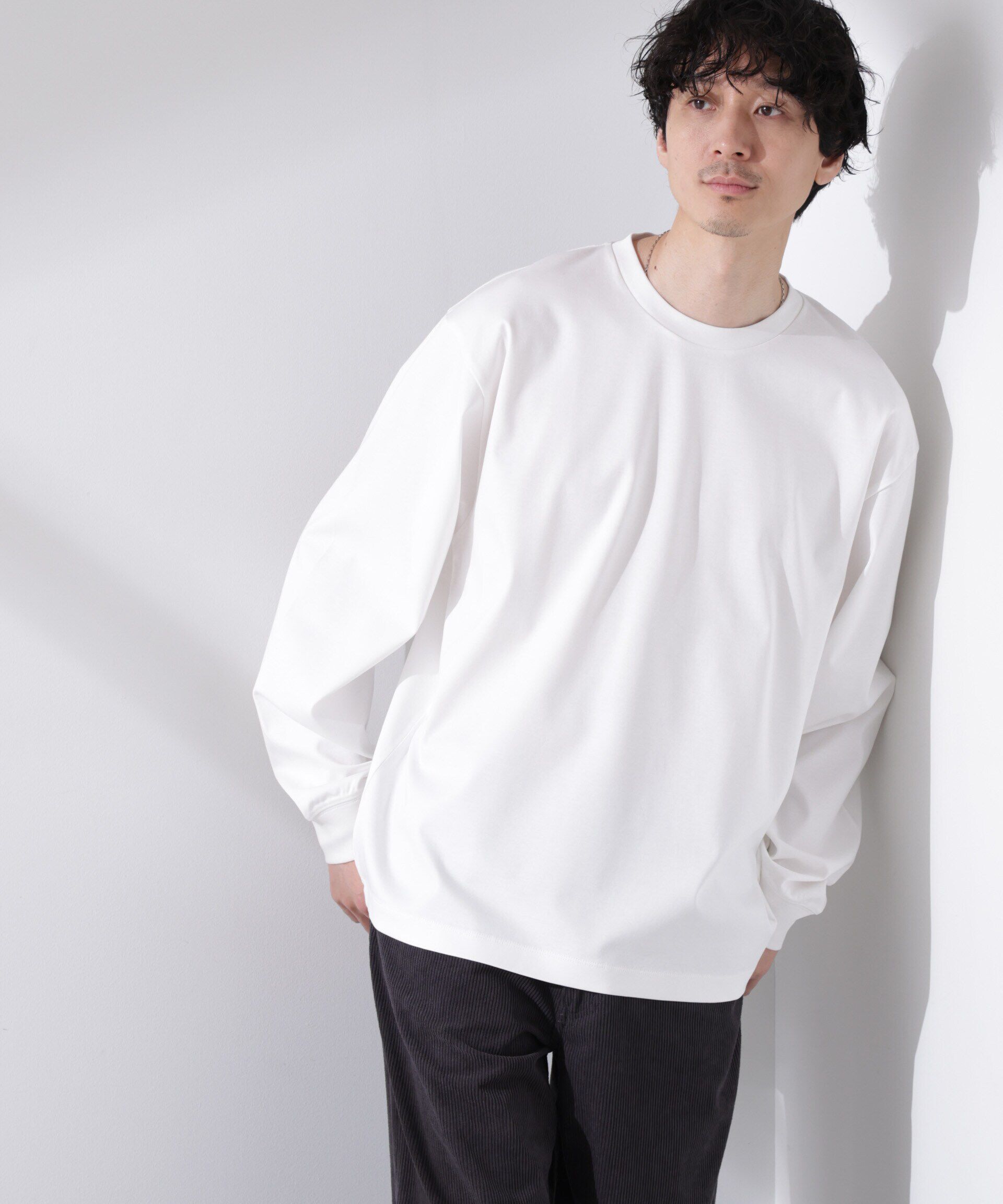 nano･universe「アンチスメル BIG クルーネックTシャツ 長袖」|Tシャツ・カットソー|ホワイト