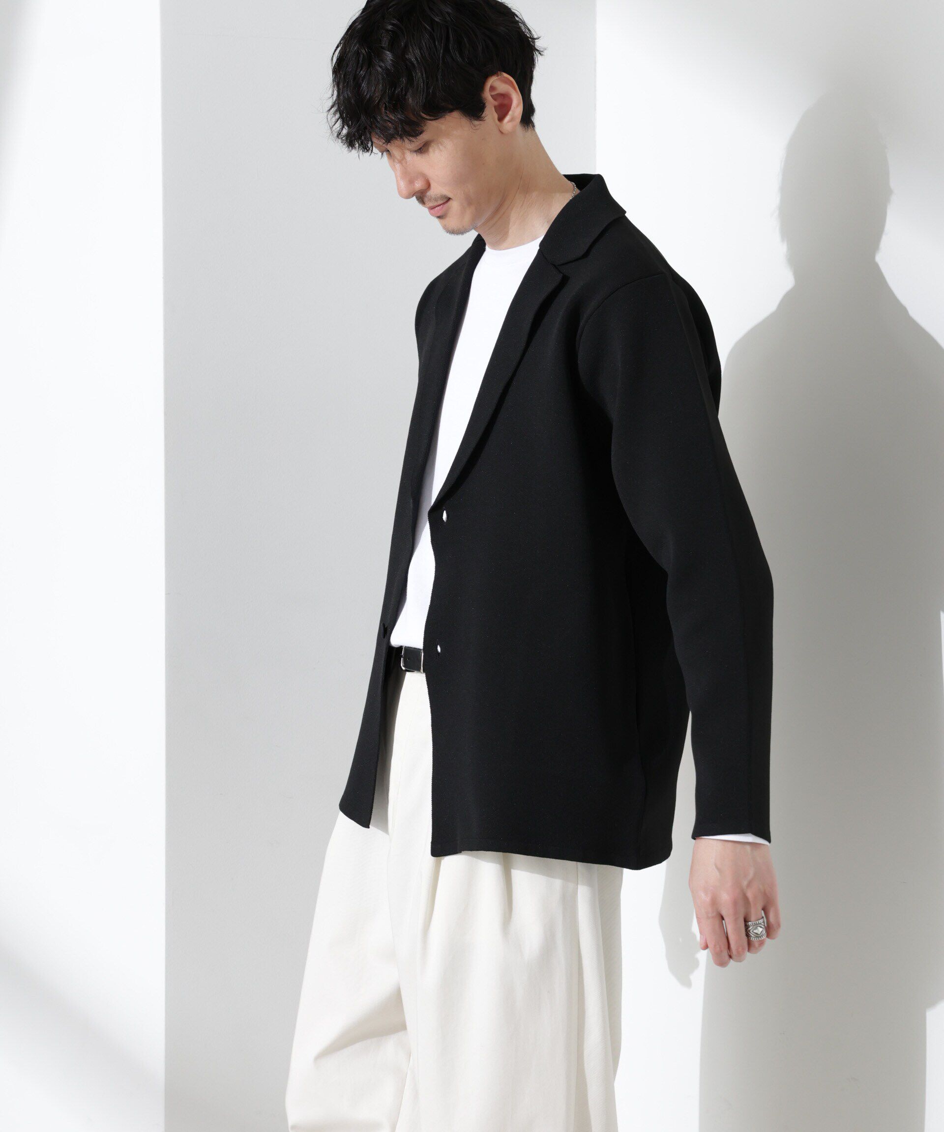 nano･universe「スポンディッシュ ミラノリブ テーラードジャケット」|ニット・セーター|