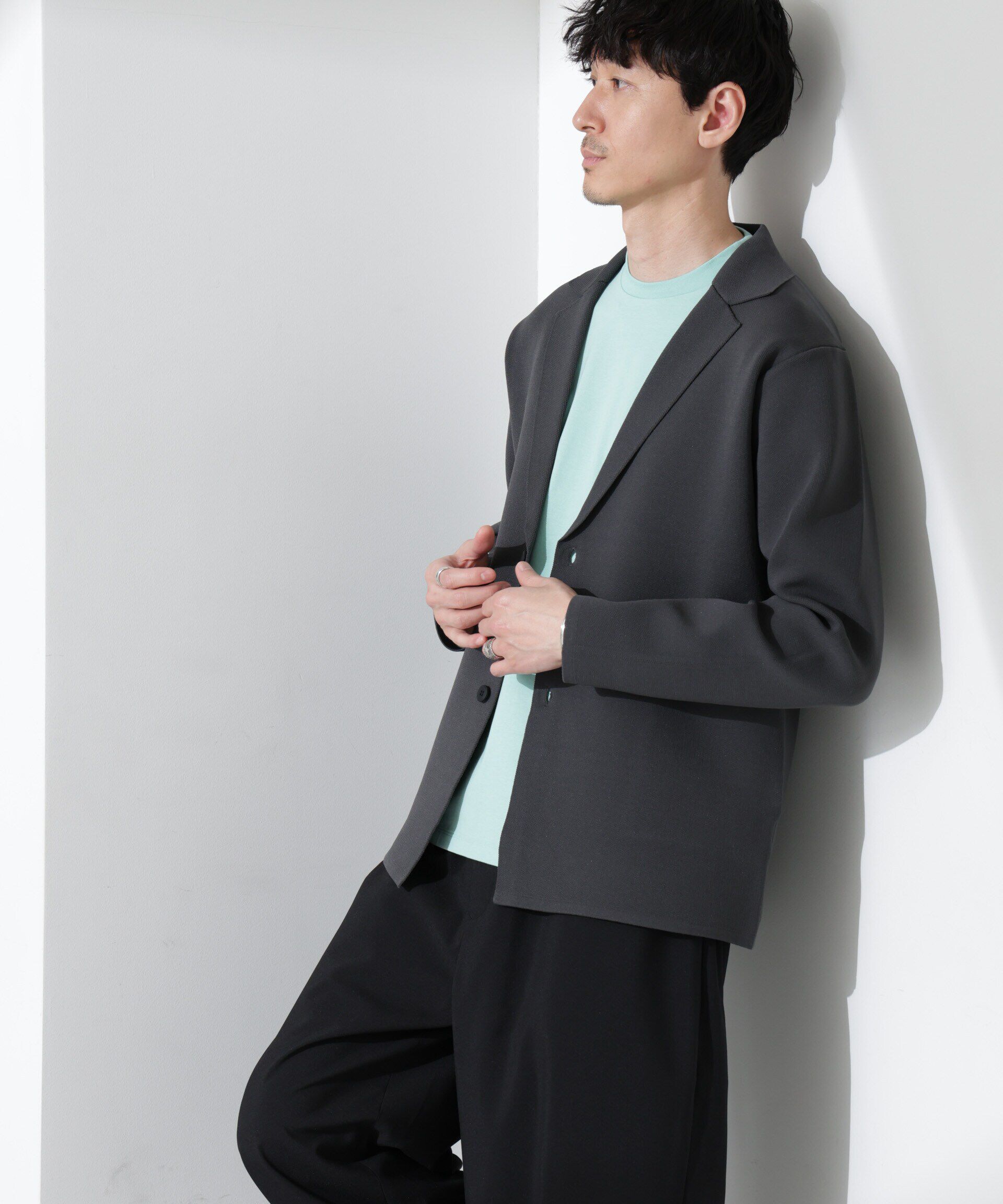 nano･universe「スポンディッシュ ミラノリブ テーラードジャケット」|ニット・セーター|