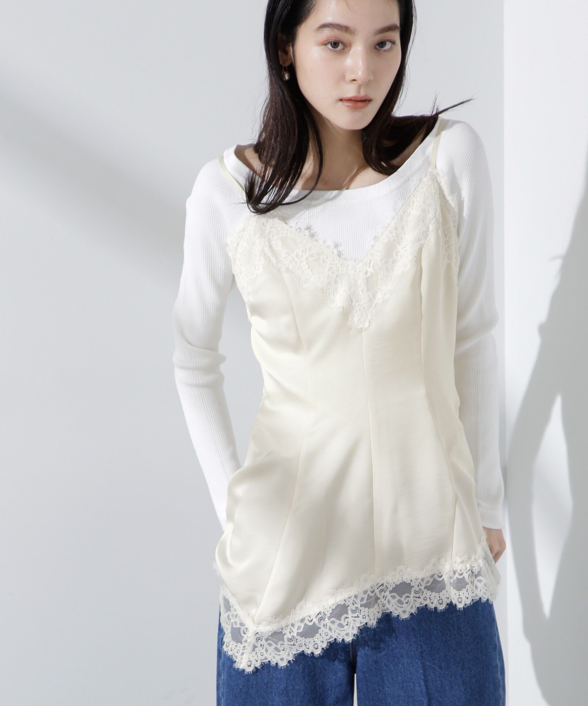 nano･universe「アシンメトリーレースミニワンピース」|Tシャツ・カットソー|アイボリー7