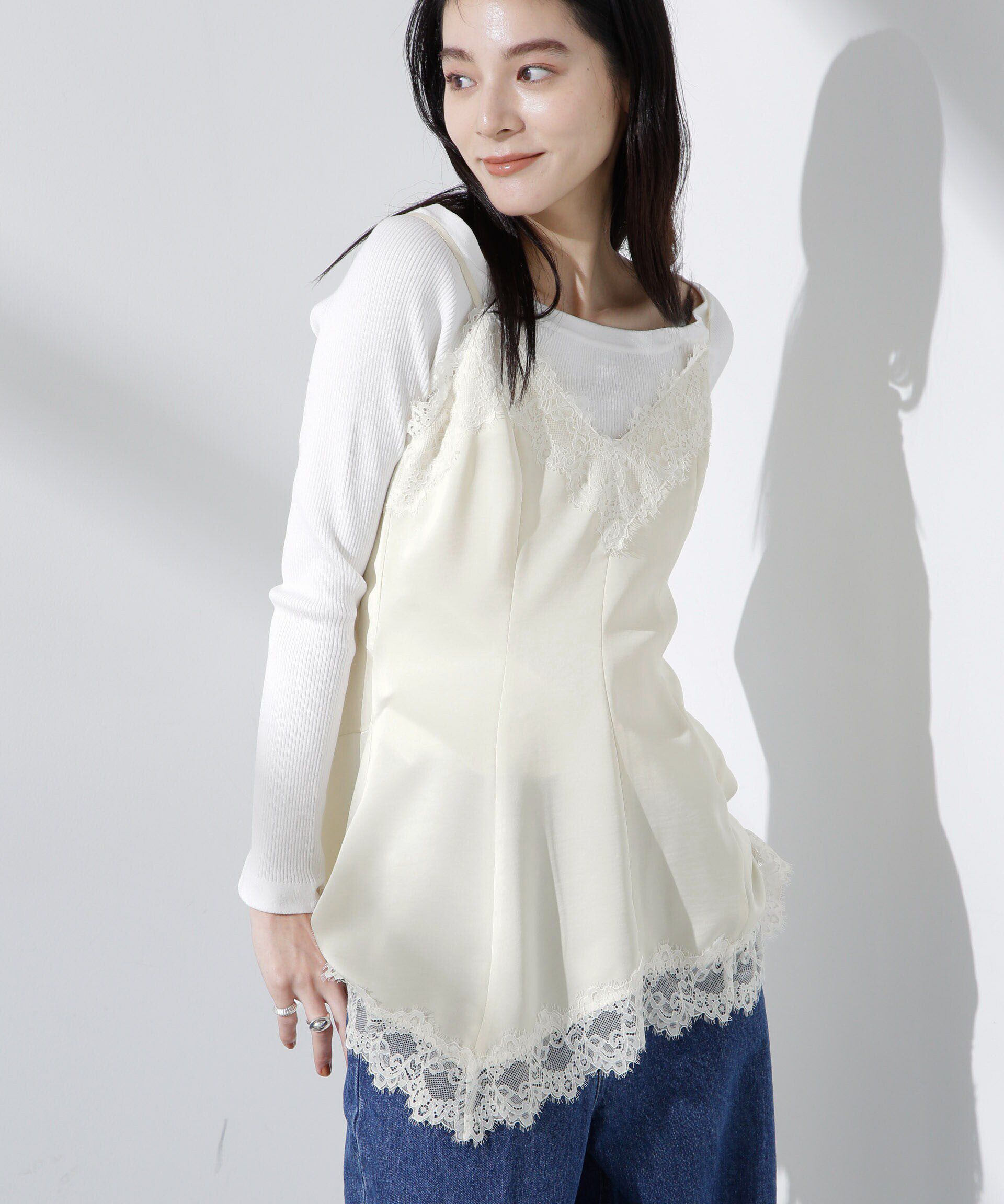 nano･universe「アシンメトリーレースミニワンピース」|Tシャツ・カットソー|