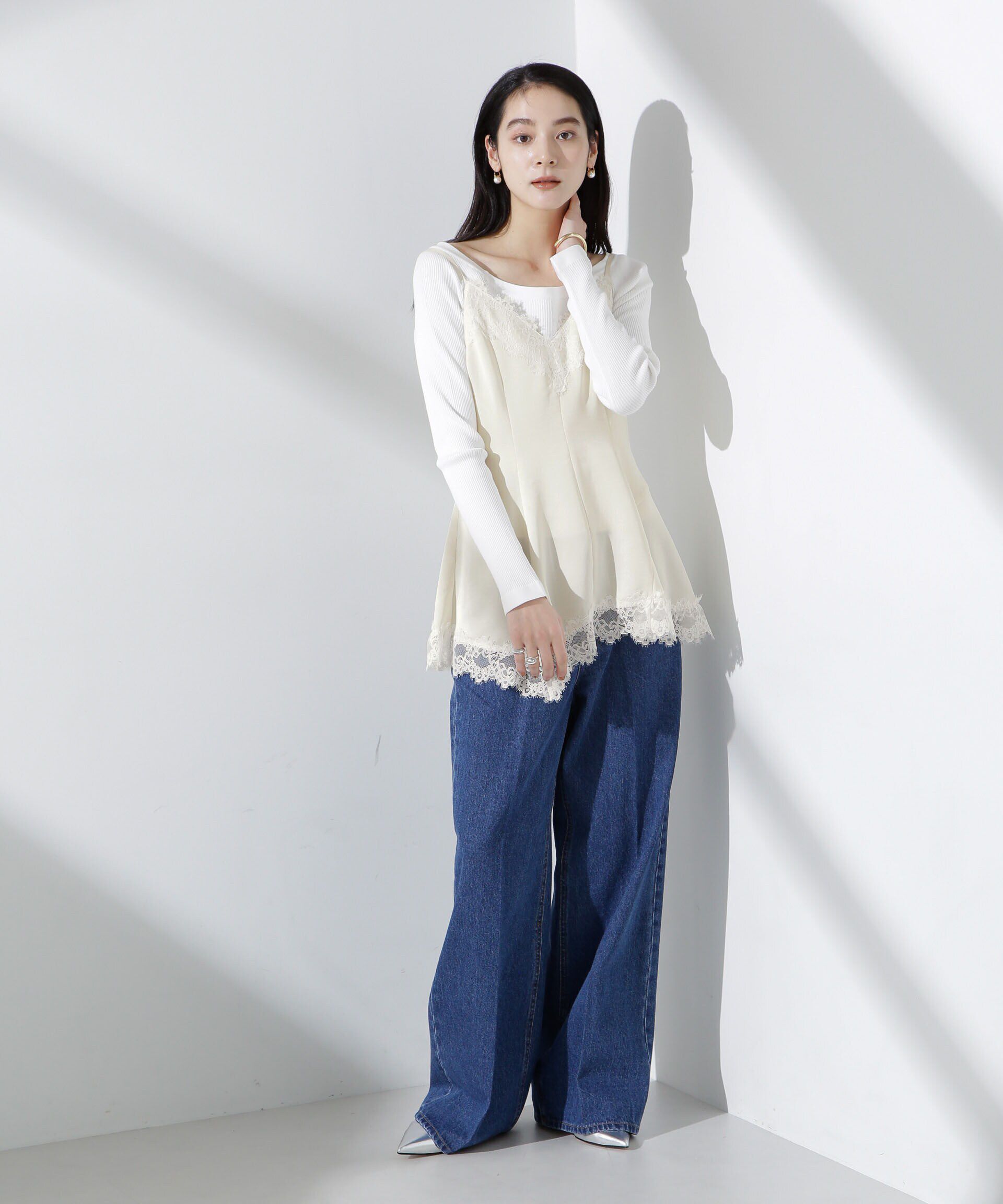 nano･universe「アシンメトリーレースミニワンピース」|Tシャツ・カットソー|