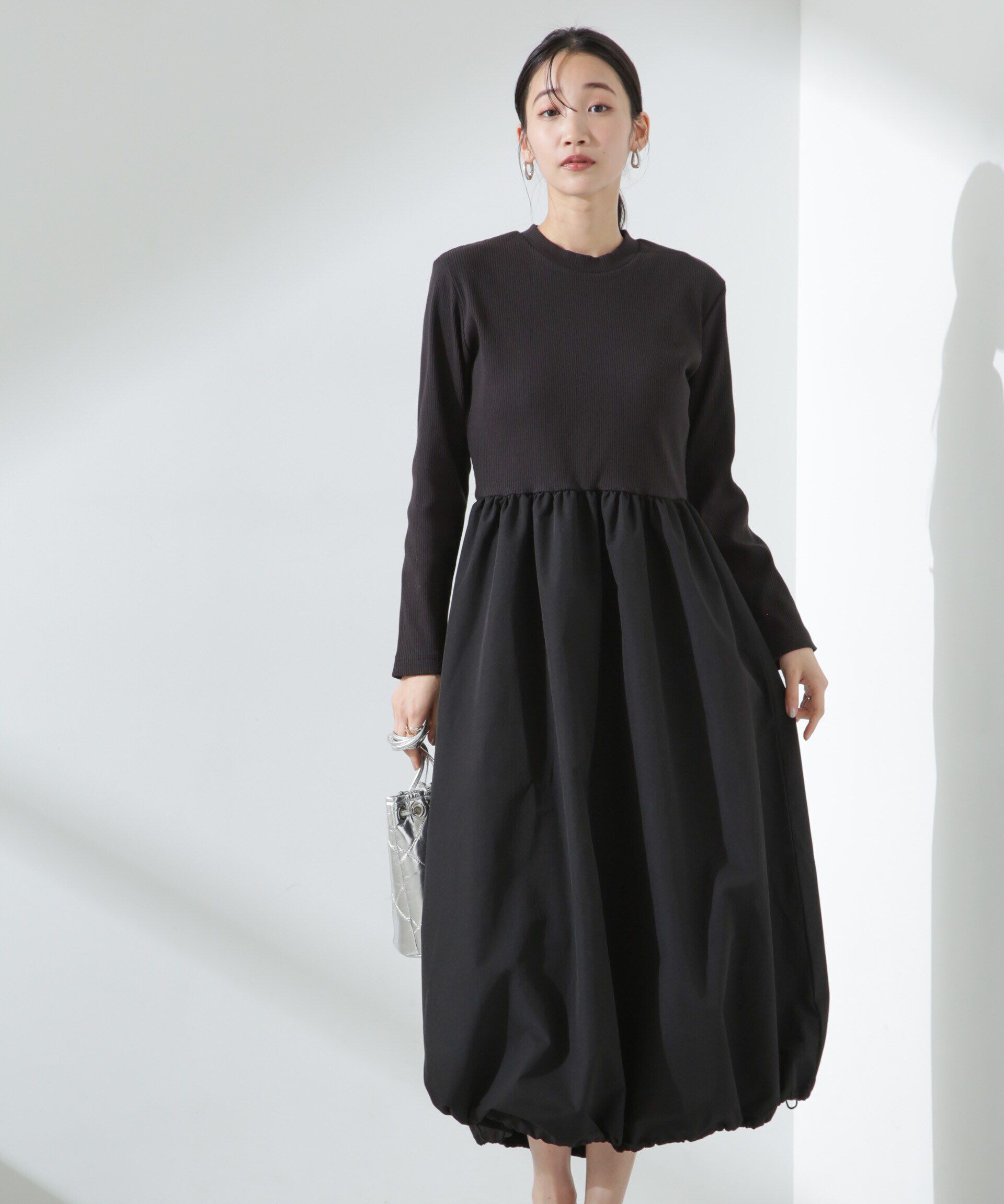 nano･universe「バルーン2WAYコンビワンピース」|ワンピース|ブラック