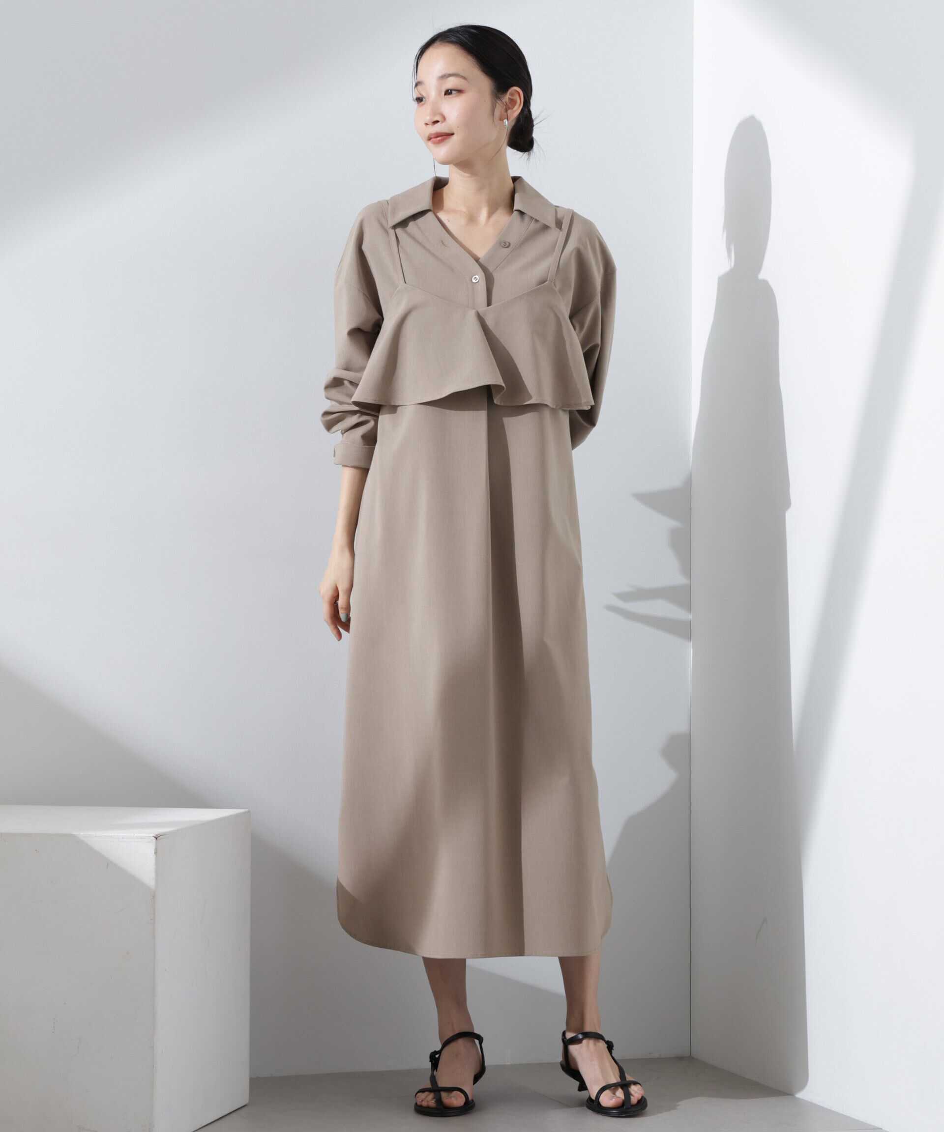 nano･universe「キャミソールビスチェ＋スキッパーワンピースSET」|ワンピース|