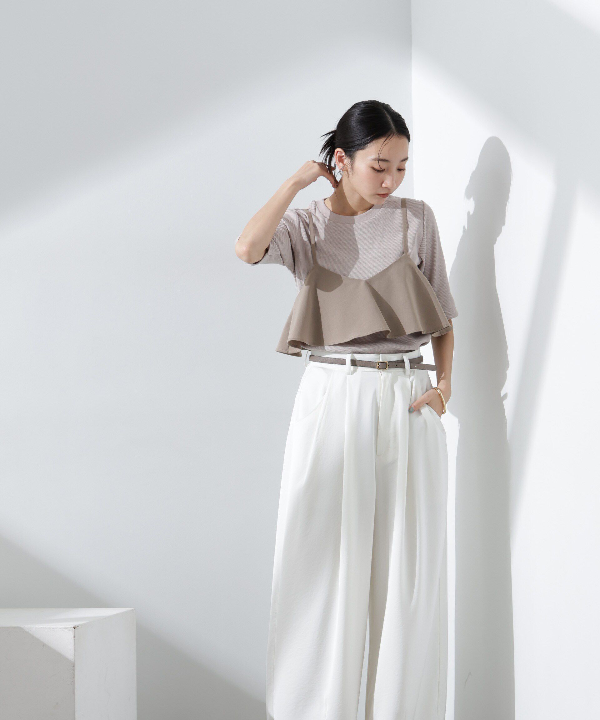 nano･universe「キャミソールビスチェ＋スキッパーワンピースSET」|ワンピース|