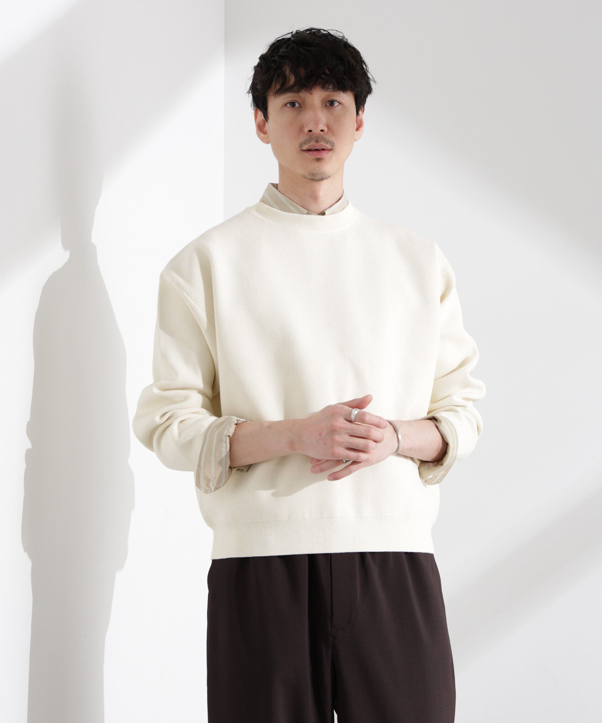 nano･universe「「大人のスウェット」スウェットライク接結クルーネックニット」|ニット・セーター|