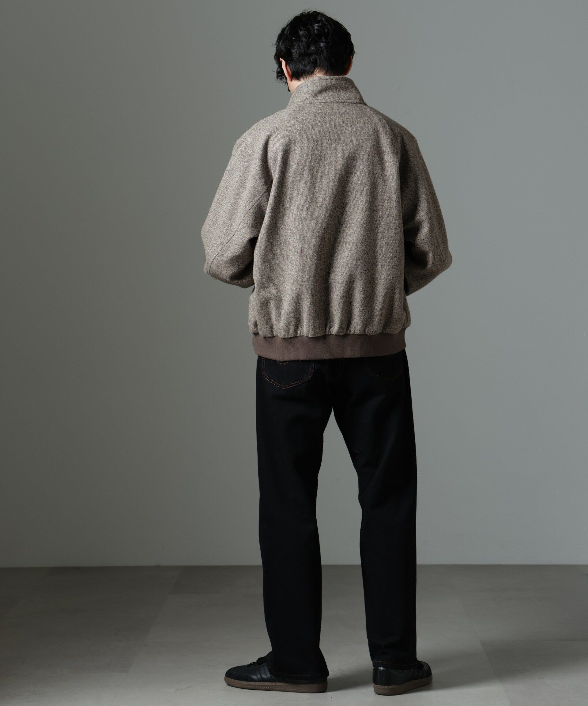 nano･universe「ツイードハリントンジャケット」|ブルゾン・スタジャン|