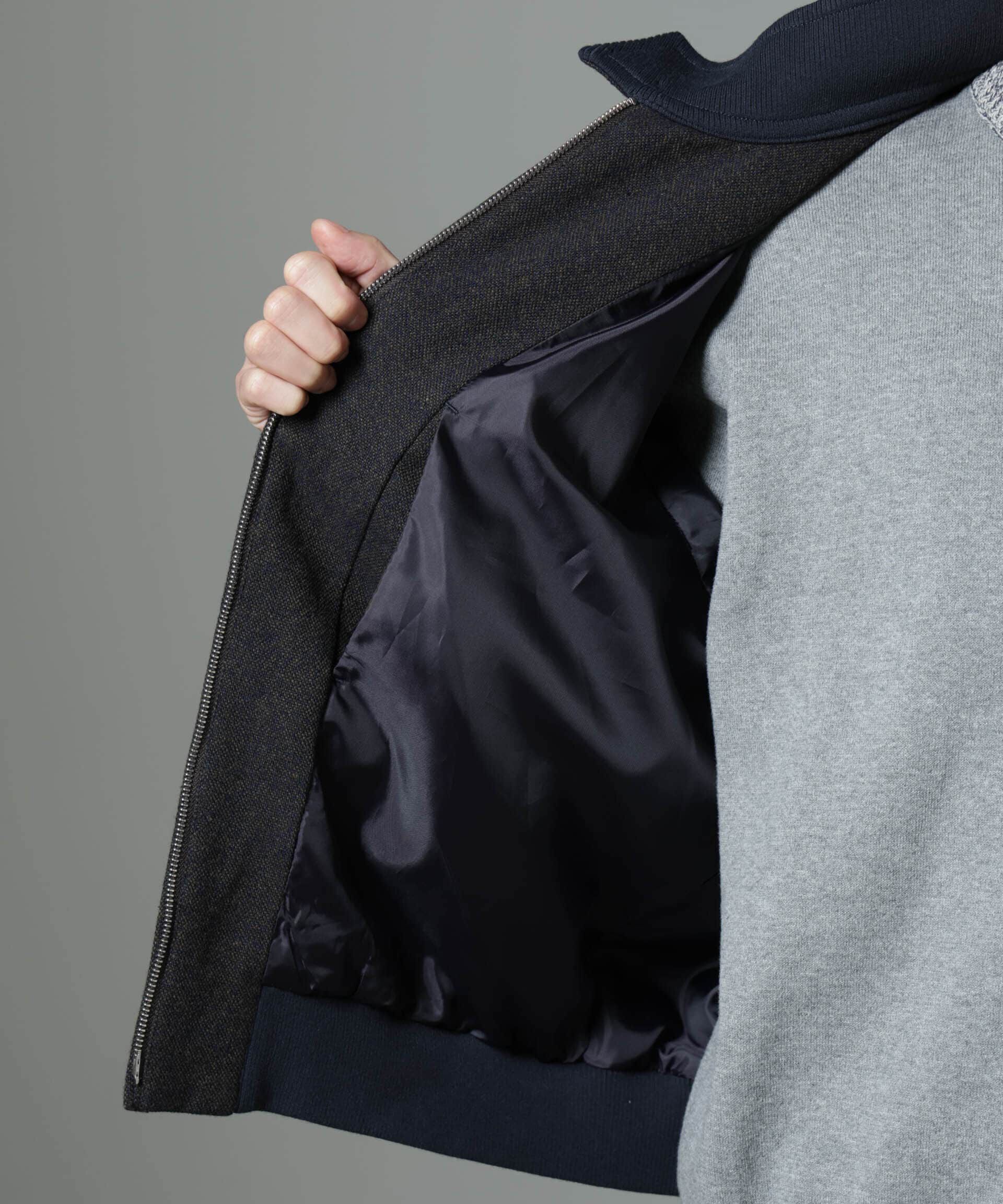 nano･universe「ツイードハリントンジャケット」|ブルゾン・スタジャン|