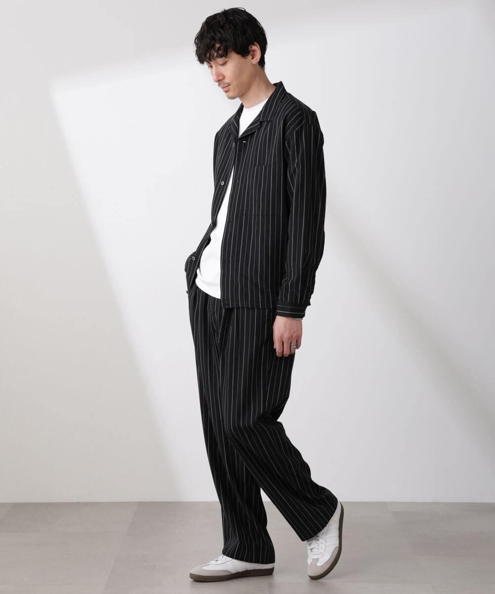 nano･universe「リネンブレンドピンストライプブルゾン（セットアップ可）」|ブルゾン・スタジャン|