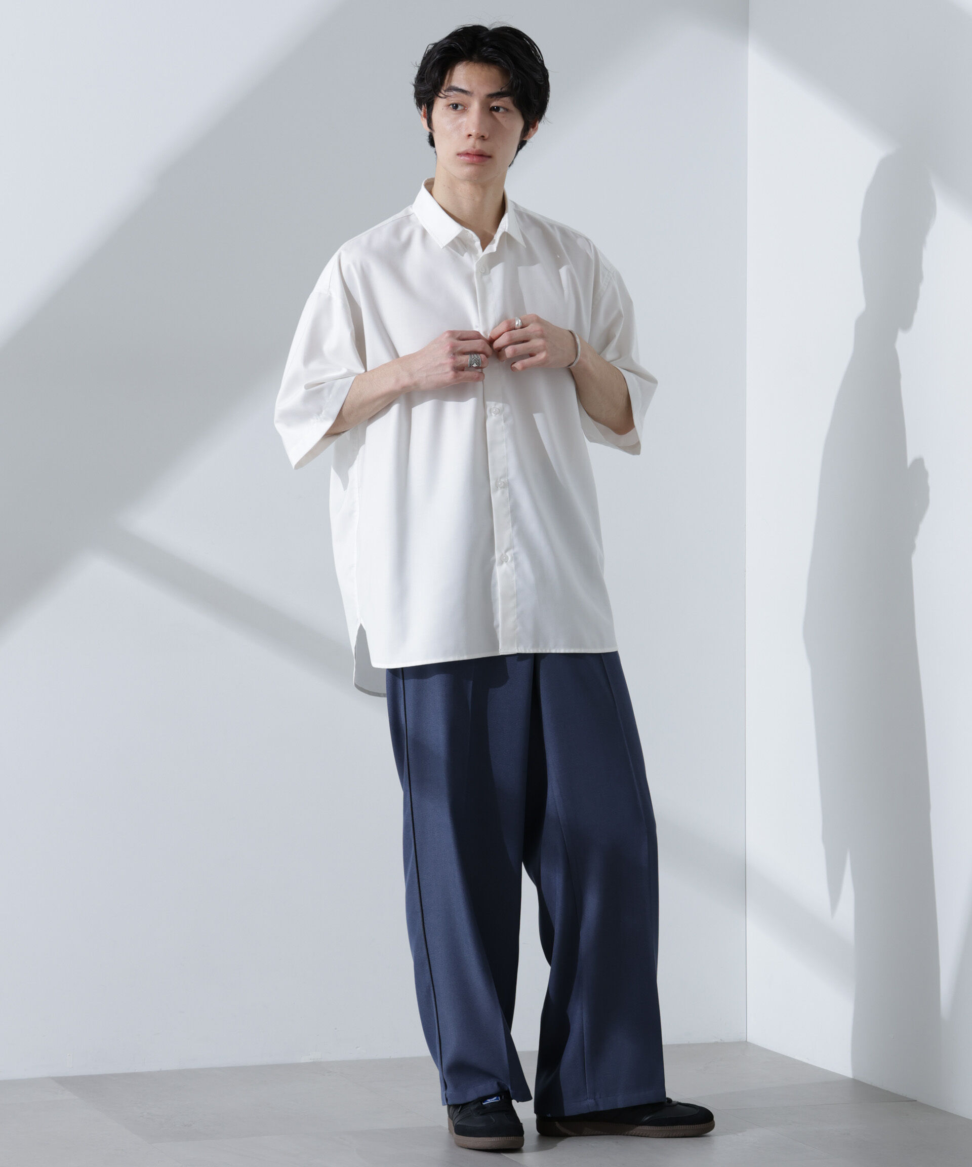 nano･universe「ビッグドレープシャツ 半袖」|シャツ・ブラウス|