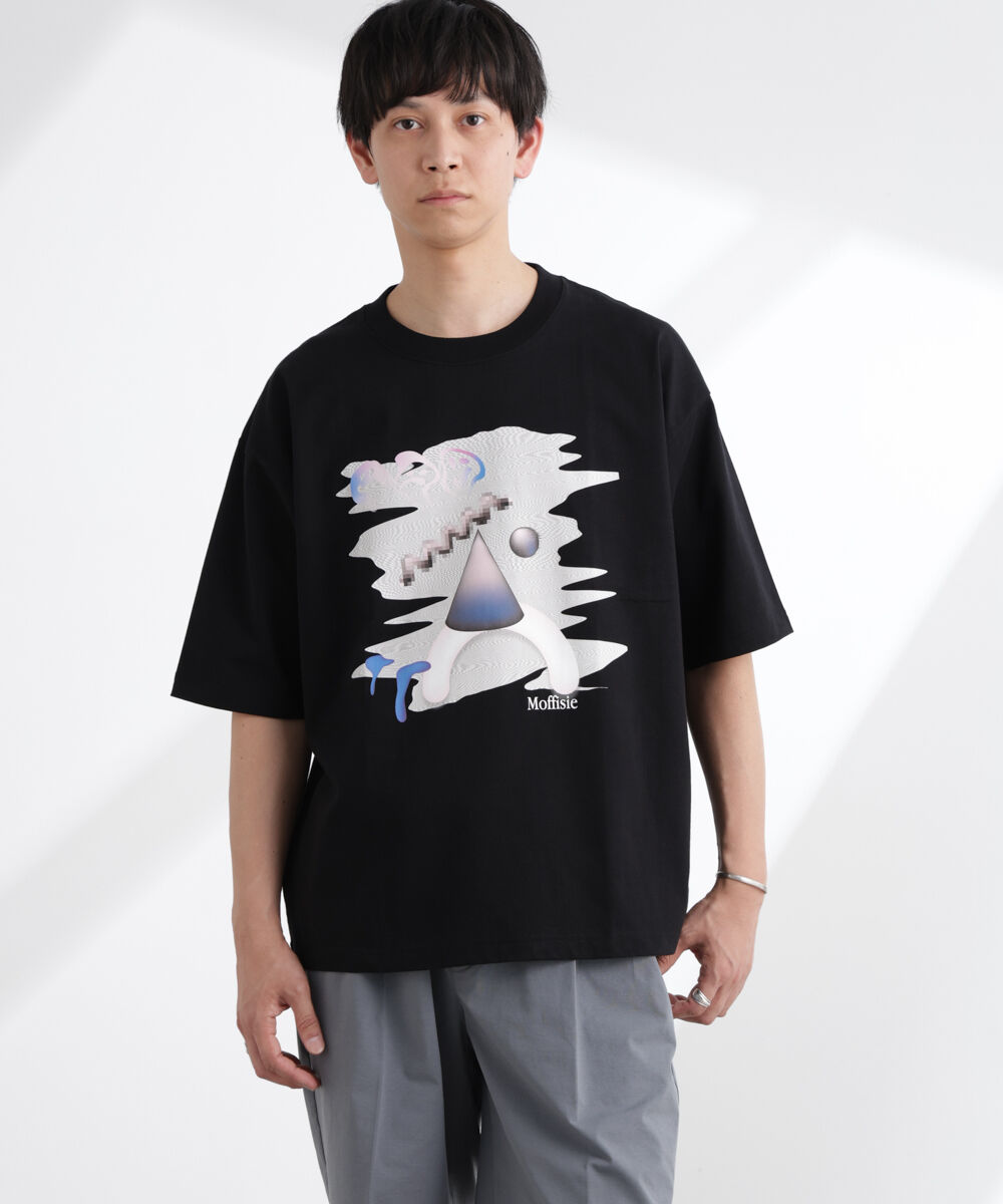 nano･universe「「MOFFISIE」1.0オリジナルプリント Tシャツ 半袖」|Tシャツ・カットソー|ブラック