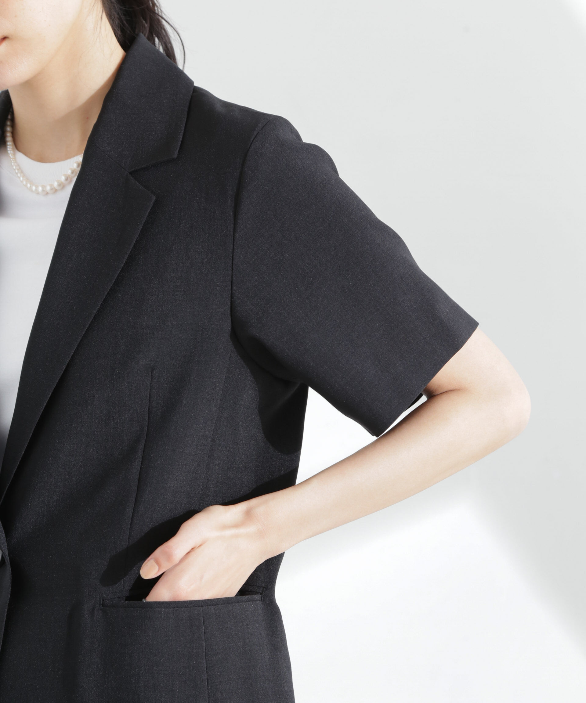 nano･universe「メランジドライ 半袖テーラードジャケット(セットアップ可)」|テーラードジャケット|