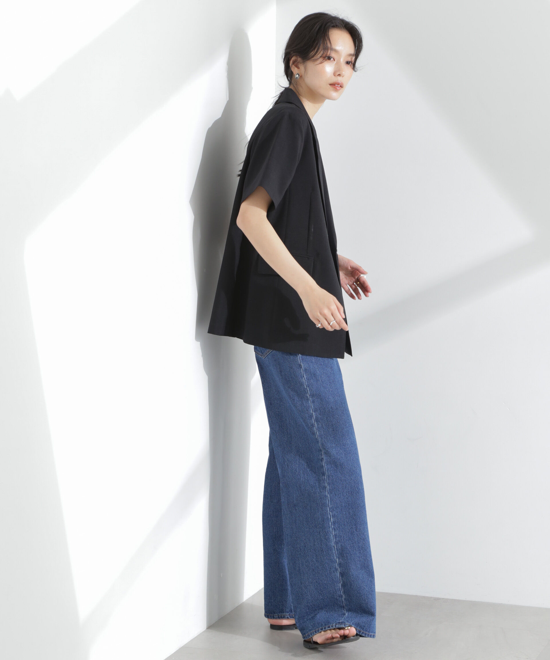 nano･universe「メランジドライ 半袖テーラードジャケット(セットアップ可)」|テーラードジャケット|