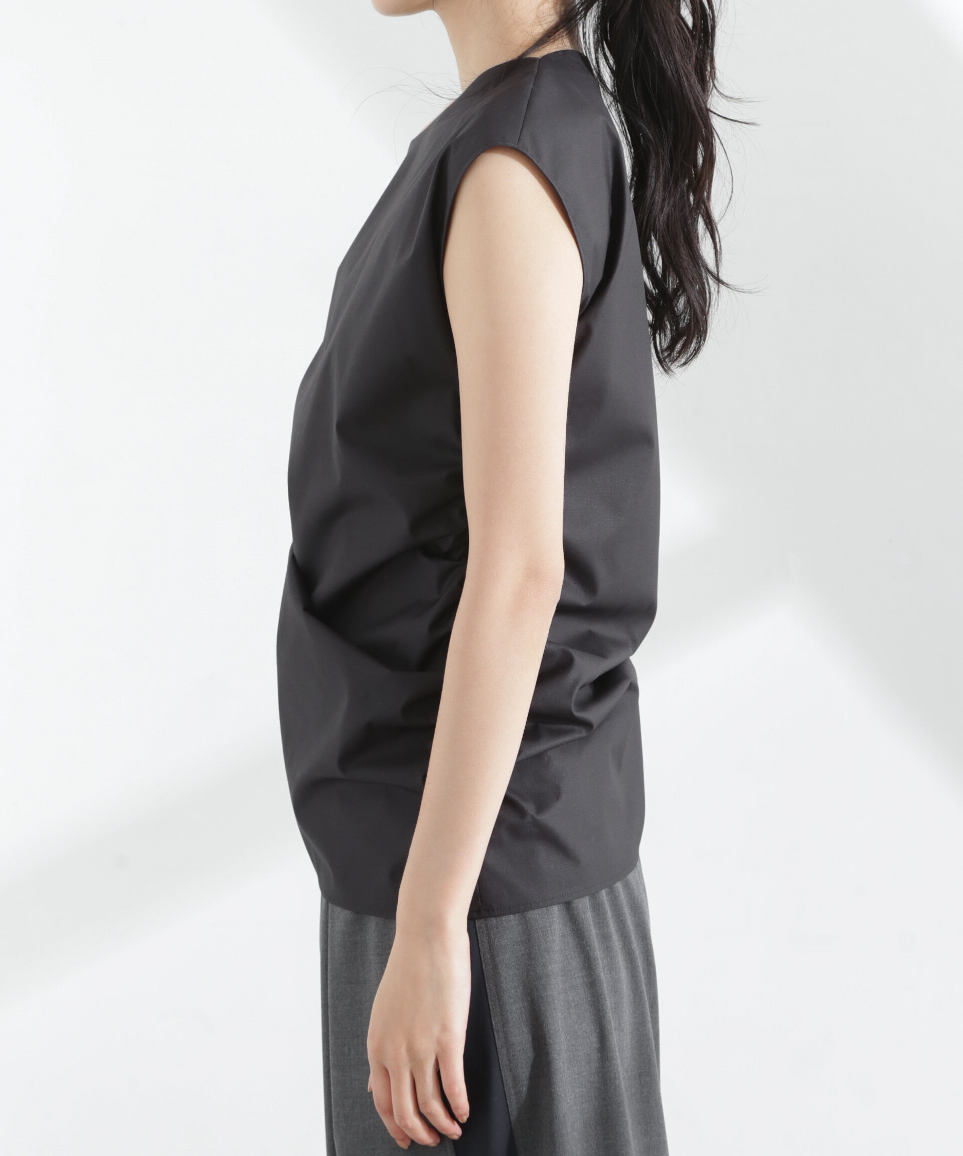 nano･universe「アシンメトリーギャザートップス」|シャツ・ブラウス|