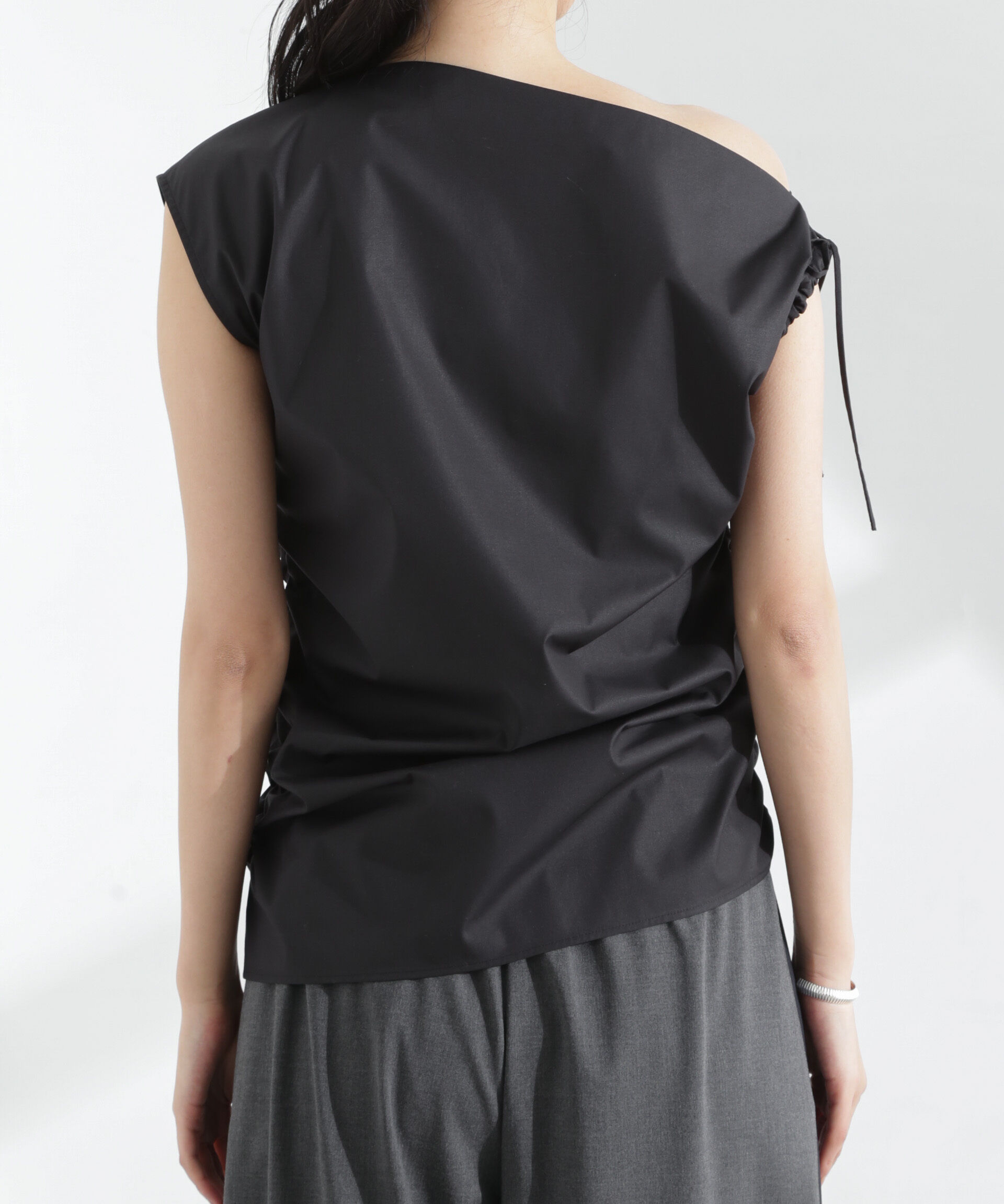 nano･universe「アシンメトリーギャザートップス」|シャツ・ブラウス|