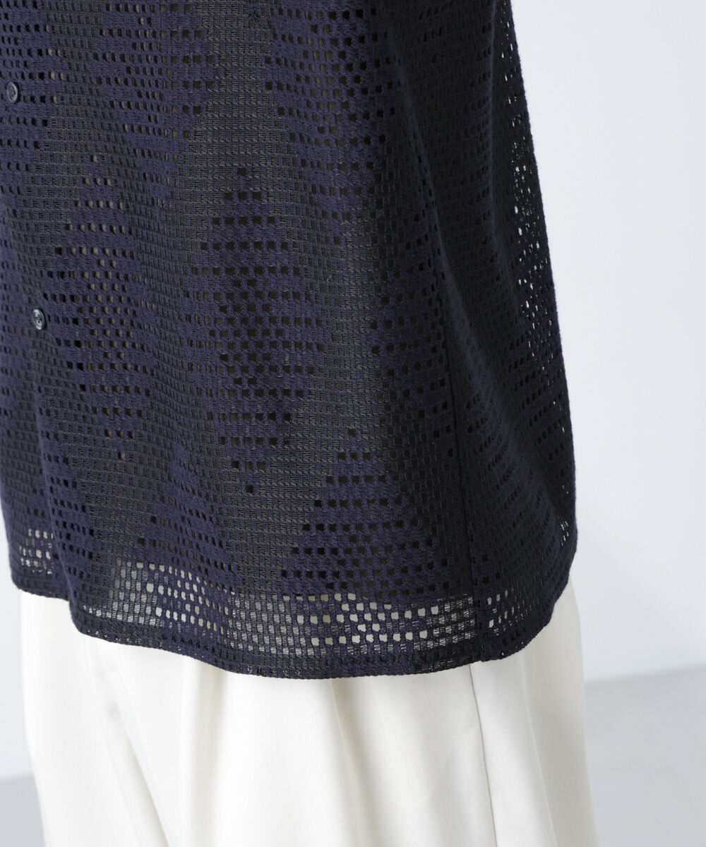 nano･universe「ダイヤレース オープンカラーシャツ」|シャツ・ブラウス|