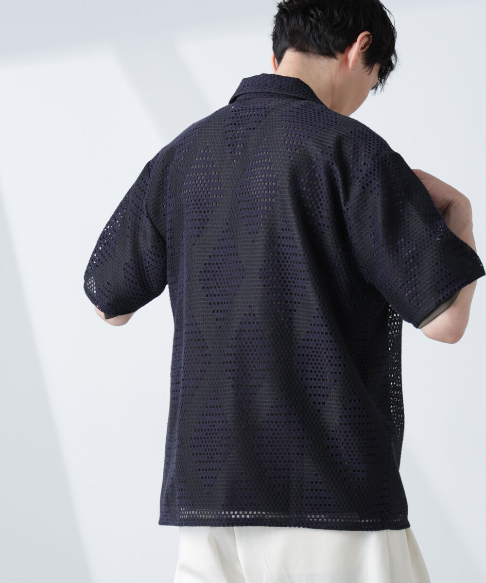 nano･universe「ダイヤレース オープンカラーシャツ」|シャツ・ブラウス|