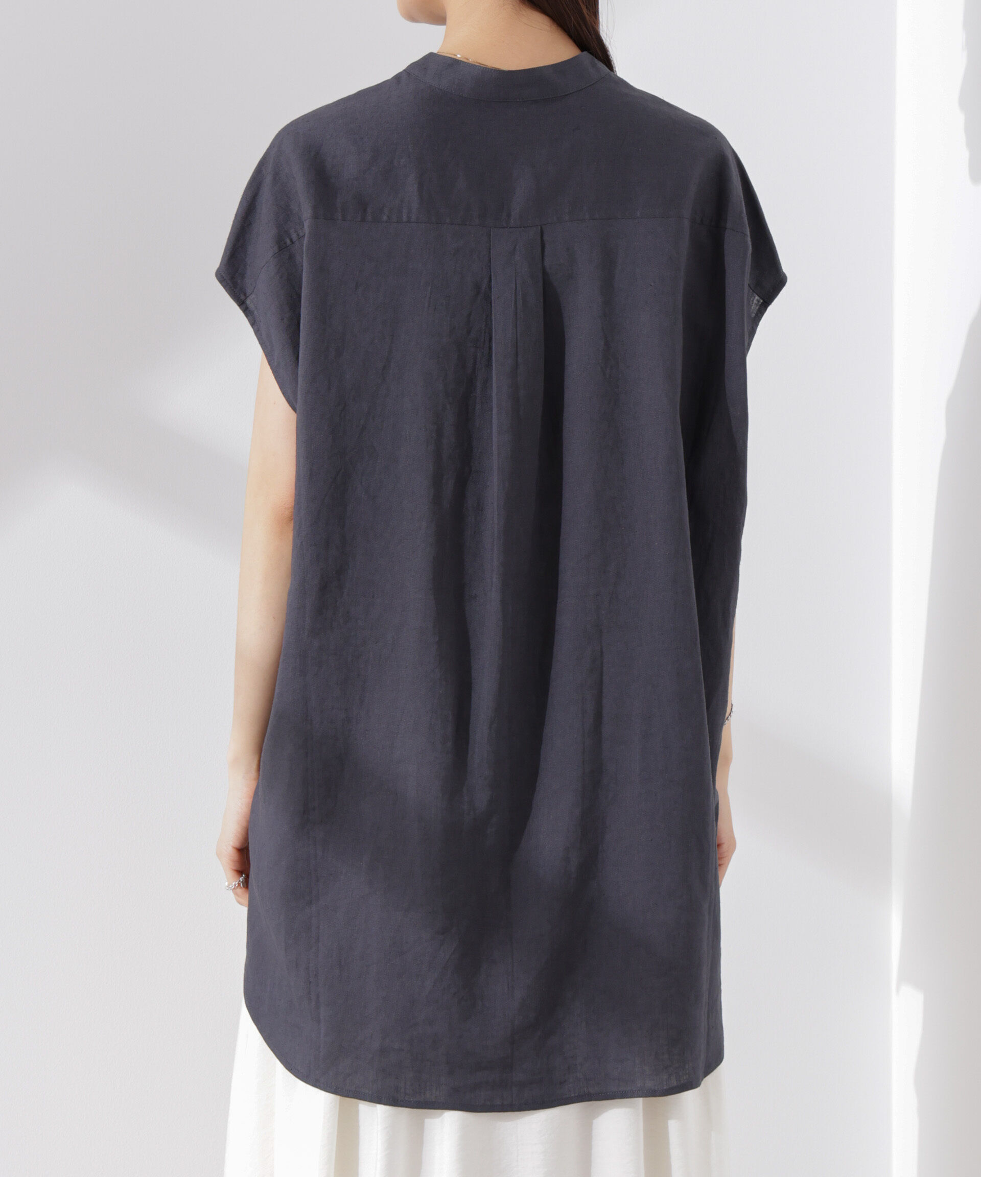 nano･universe「Anti Smell Linen フレンチスリーブシャツ」|シャツ・ブラウス|