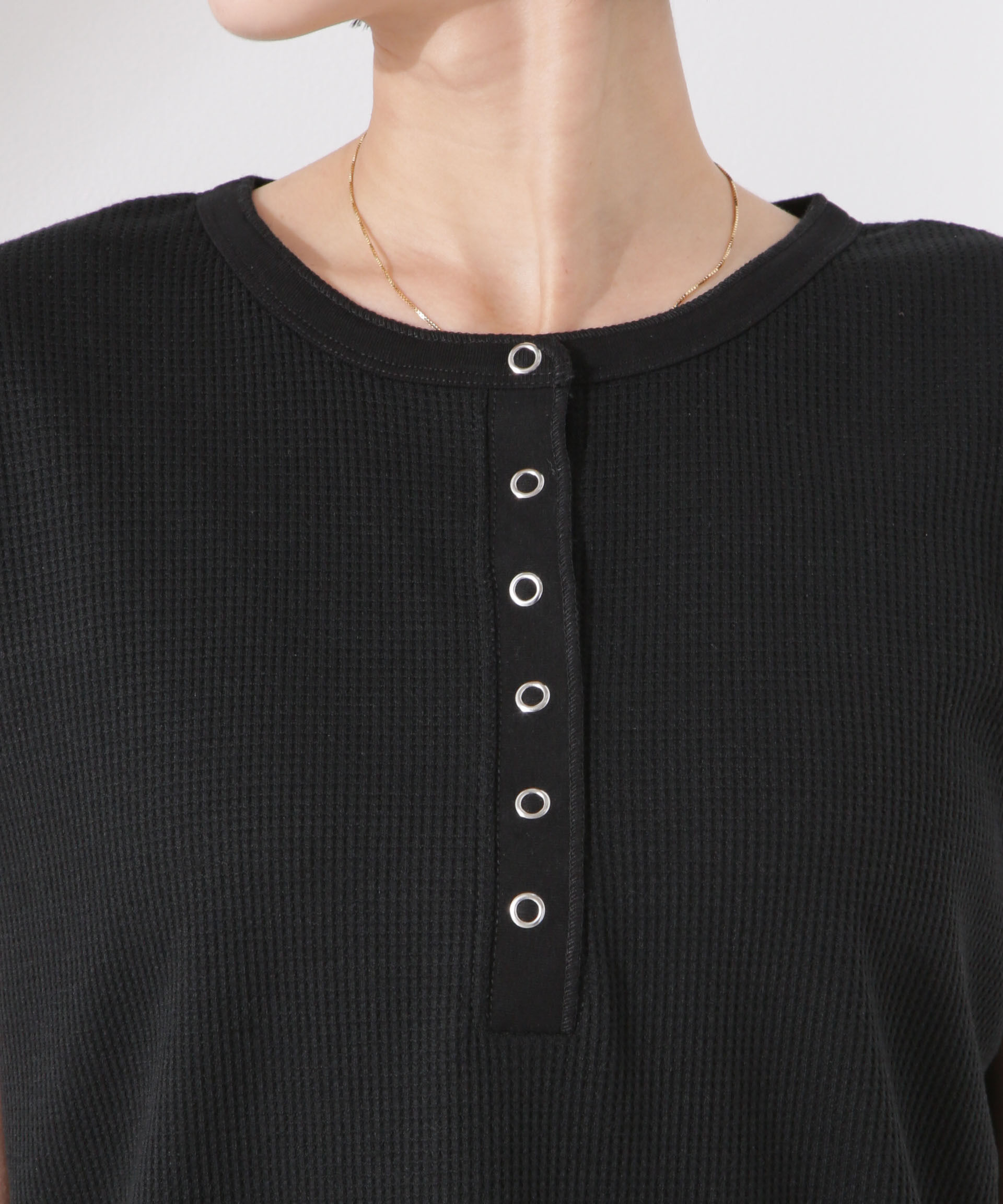 nano･universe「ワッフルヘンリーノースリーブトップス」|Tシャツ・カットソー|